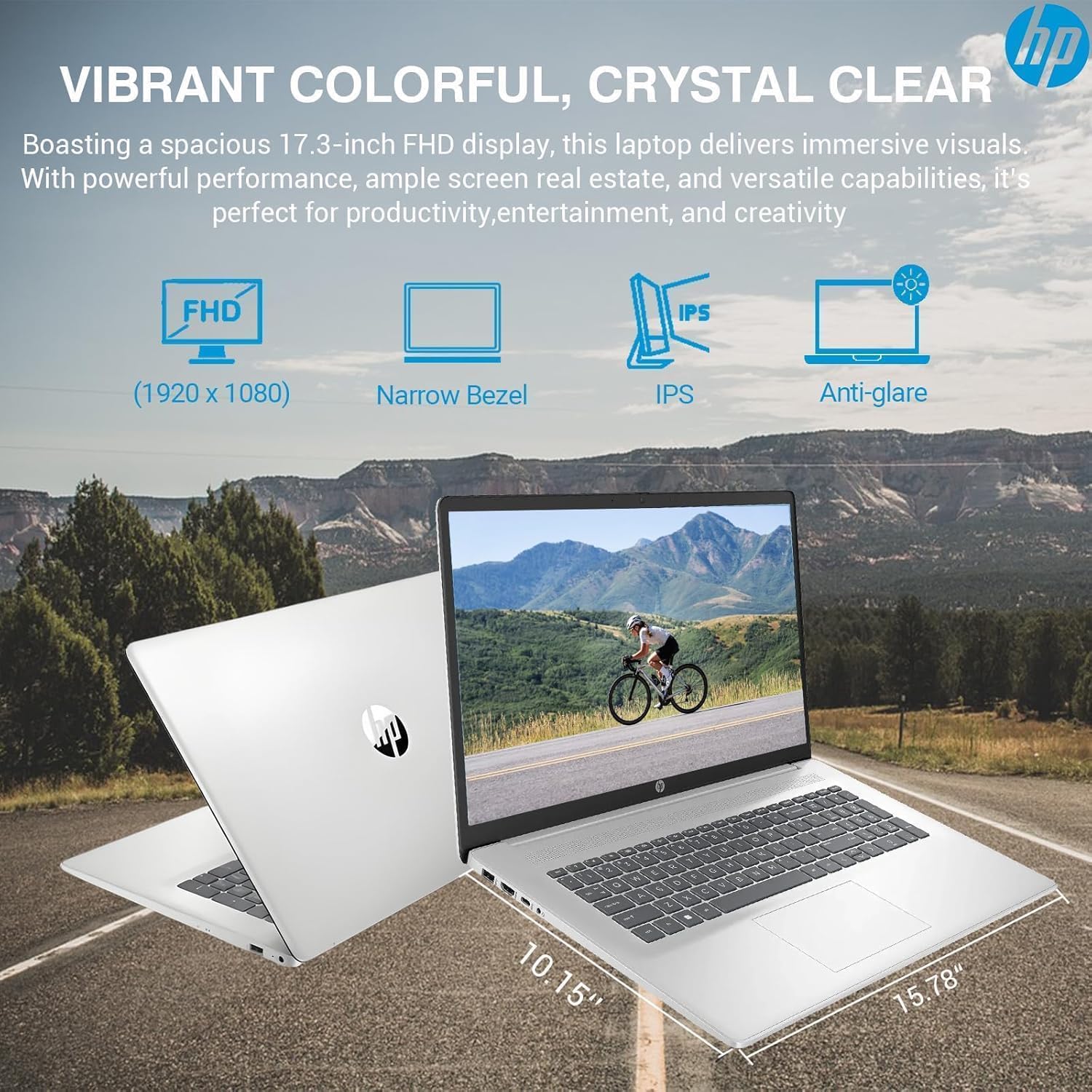 HP Customized 17.3' AI-Ready FHD Business Laptop | 6-Core AMD Ryzen 5 Processor | 8GB DDR4 RAM | 512GB PCIe SSD | Win 11 + Copilot | Wi-Fi 6 | HDMI | Camera with Privacy Shutter & AI Noise Reduction