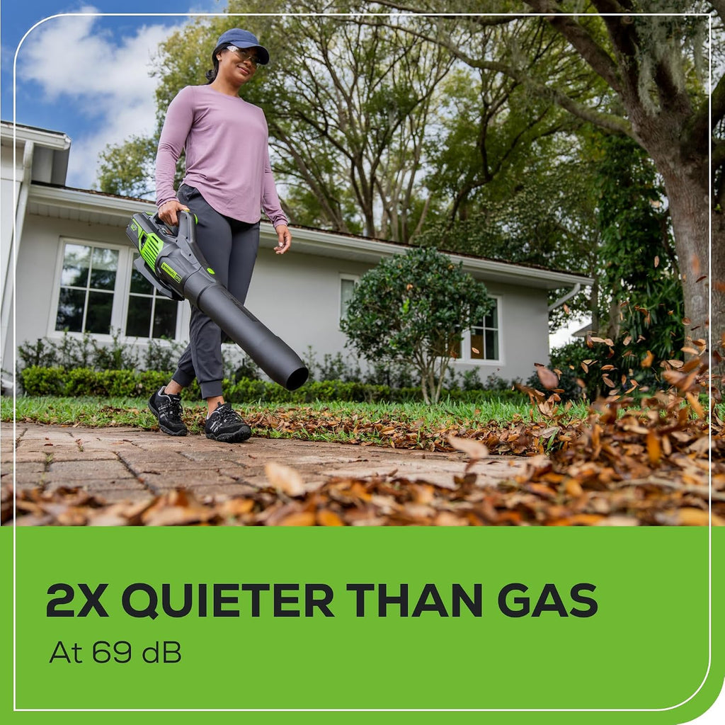 Greenworks 60V (610 CFM / 130 MPH) Cordless Leaf Blower, High Power, Lightweight & Quiet Operation for Wet Leaves, Driveways and Dense Gravel, Includes 2.5Ah Battery & 5A Rapid Charger
