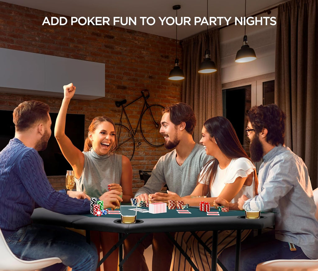 ZivPlay Poker Table Foldable Texas Holdem Poker Table Portable with Folding Legs for Card Game and Casino Gambling 8 Player Octagon (48)