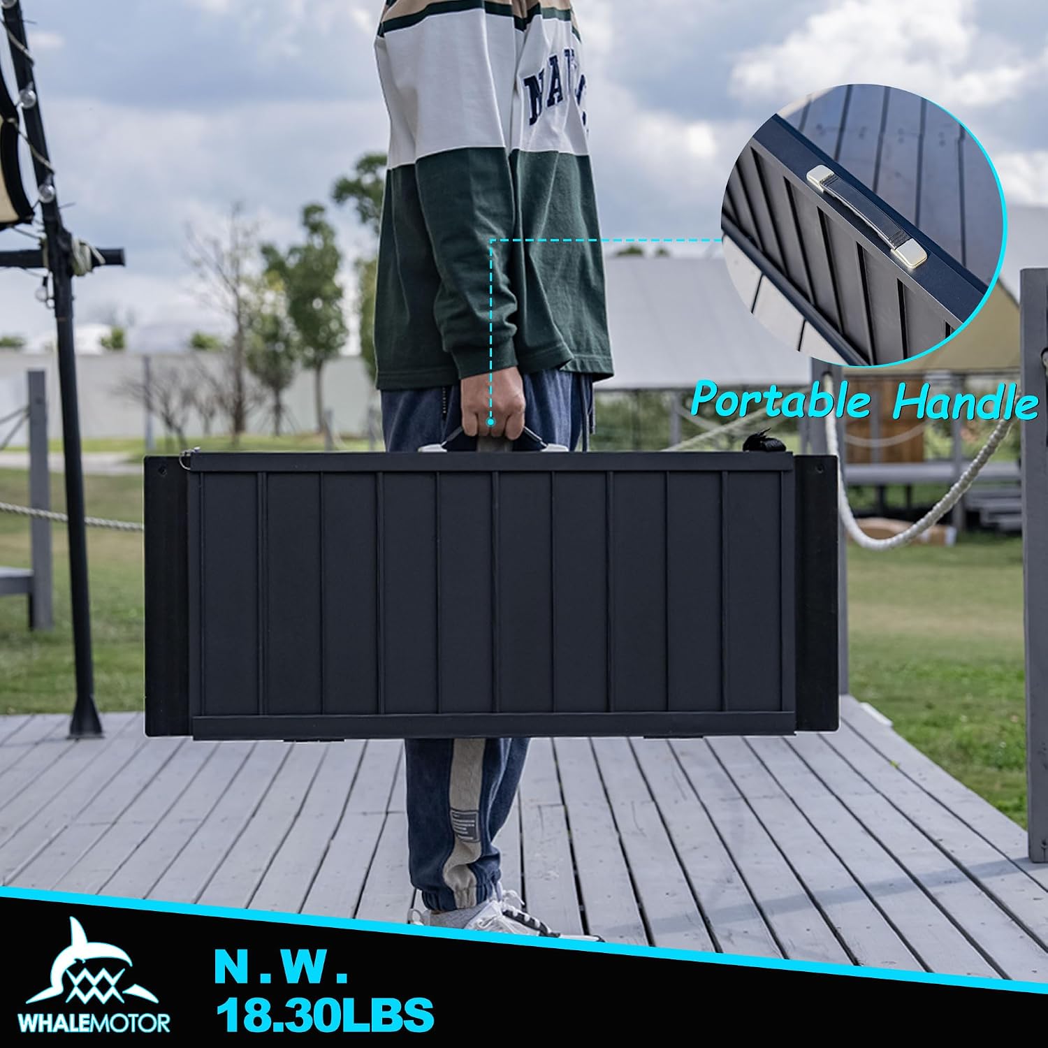 WHALEMOTOR Black Portable Wheelchair Ramp, 3FT No-sew Non-Slip Aluminum Wheelchair Ramp, Folding Portable Wheelchair Ramps for Home, Weight Capacity Up to 800 LBS, Loading Dock Plates