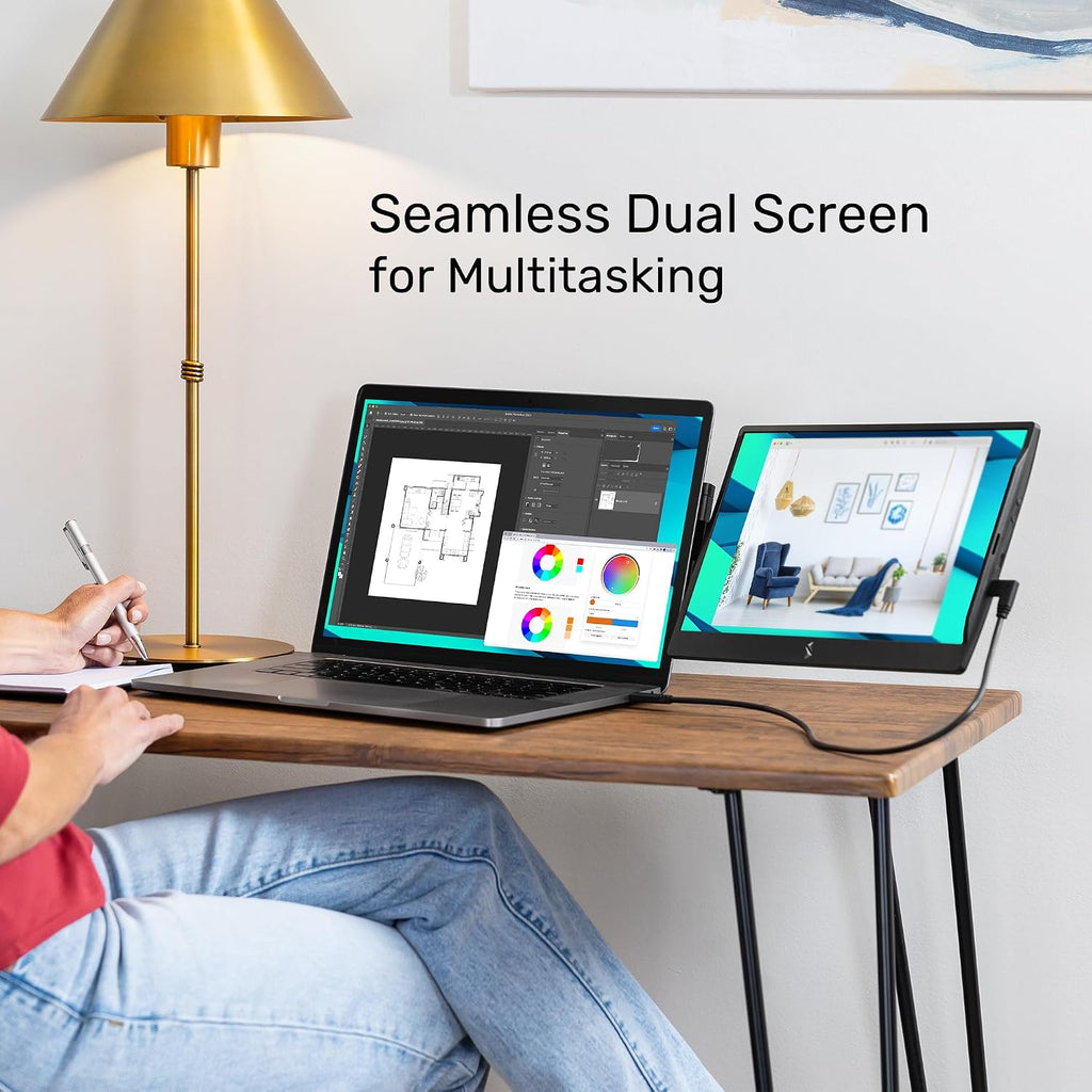 SideTrak Swivel 14' Attachable Portable Monitor Extender, FHD TFT Laptop Dual Screen with Kickstand + Unique Swivel Hinge, Compatible with Mac, PC, Chrome, Powered by USB® / Mini HDMI Port - 10 Pack