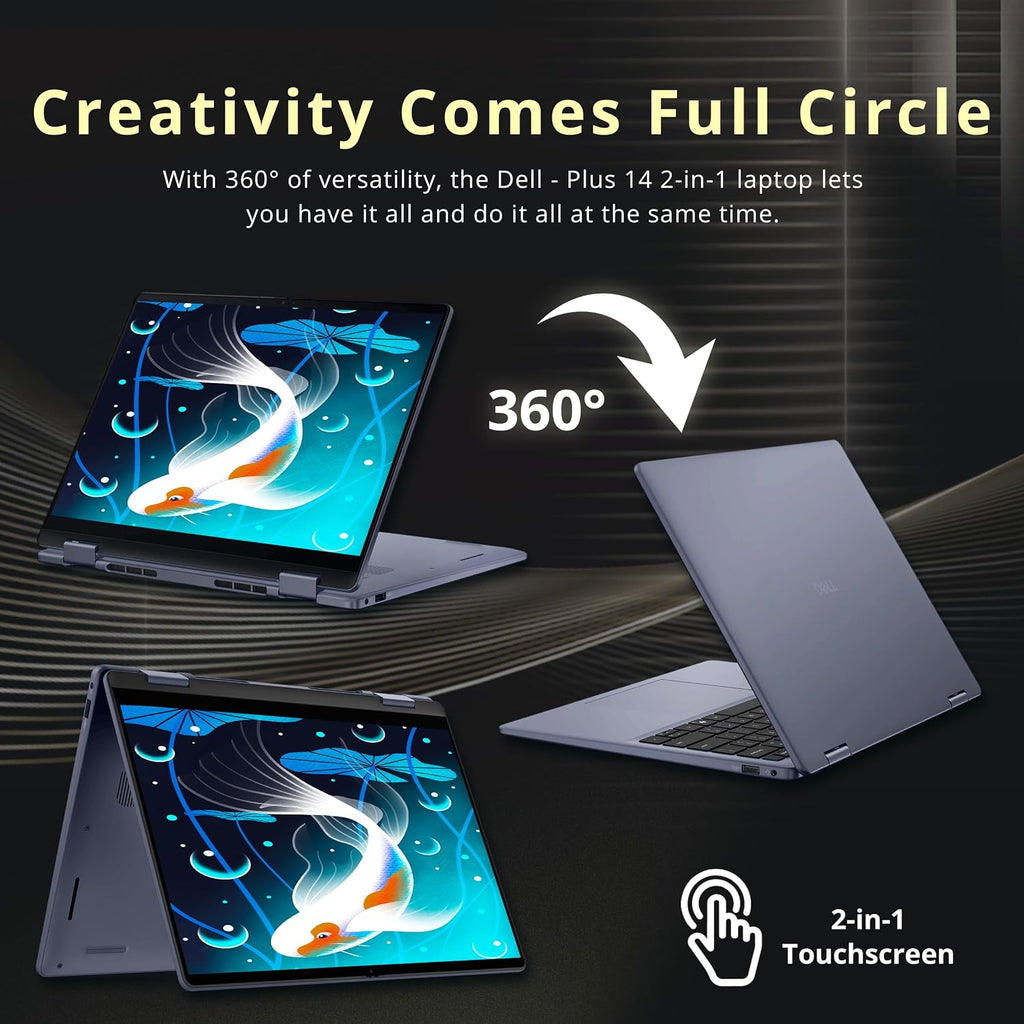 Dell 14' 2K 2-in-1 Touchscreen Laptop, AMD Ryzen AI 7 350, 16GB RAM, 2TB Storage (1TB SSD+1TB Docking Station Set), AMD Radeon 860M, Copilot, Backlit Keyboard, Fingerprint Reader, Win 11 Pro, Blue