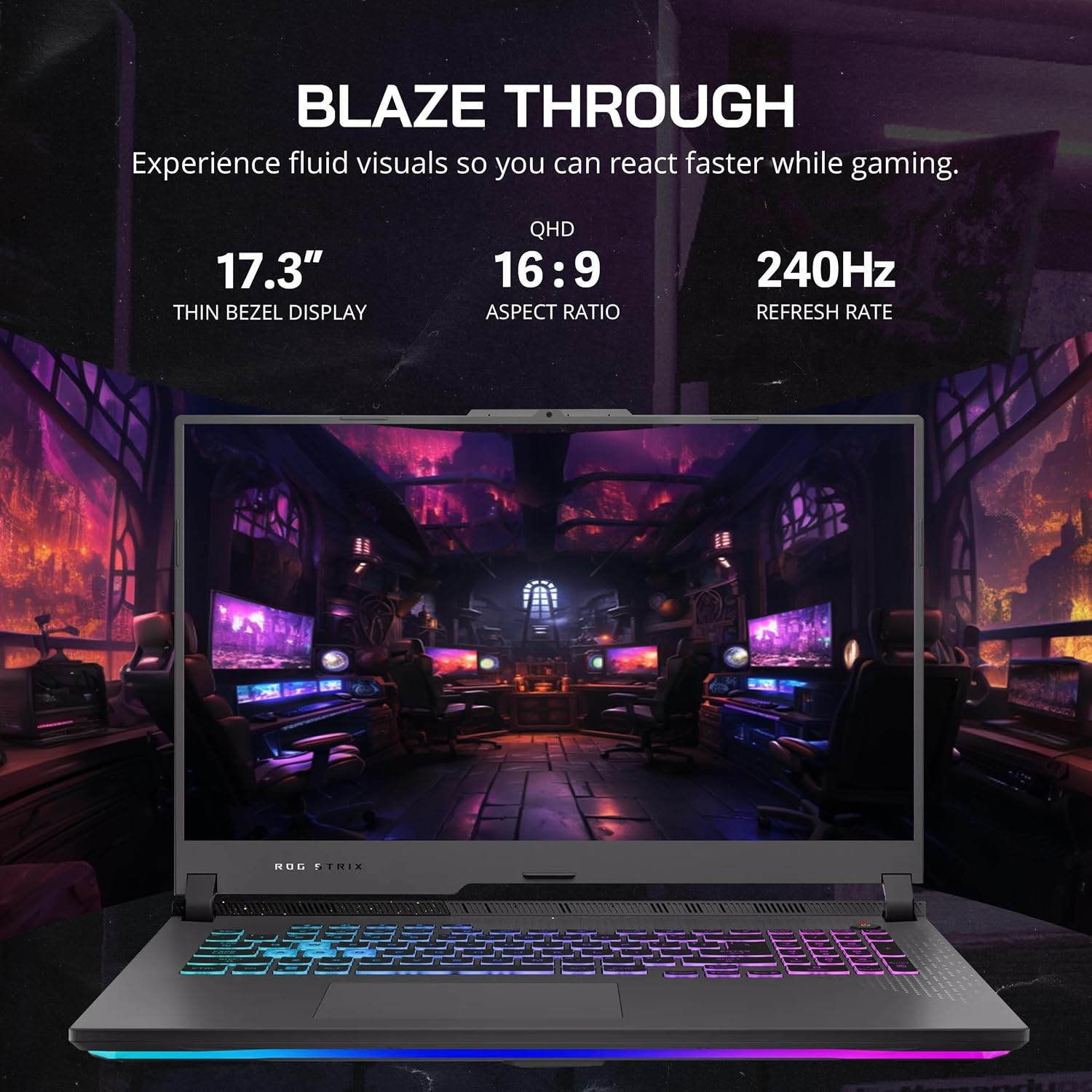 ASUS ROG Strix G17 Gaming Laptop, 17.3' QHD 240Hz Display, AMD Ryzen 9 7845HX, GeForce RTX 4060, 32GB DDR5 RAM, 1TB PCIe SSD, RGB Backlit Keyboard, Win 11 Pro, Gray, 32GB Hotface USB Card (Renewed)