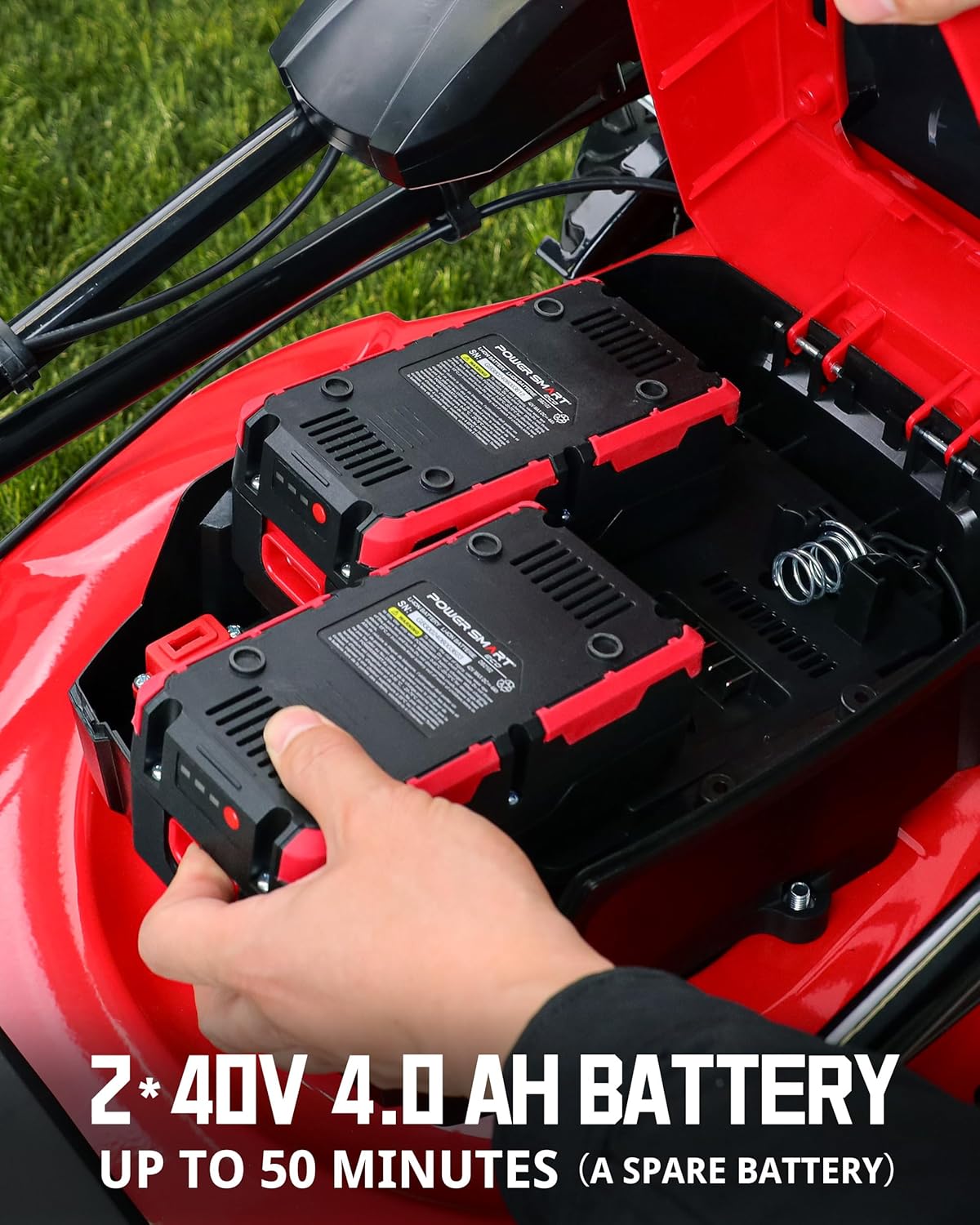 PowerSmart 40V 21' Cordless Push Lawn Mower with 2 x 4.0ah Batteries and Charger, up to 1/4 Acre (MB2400B)