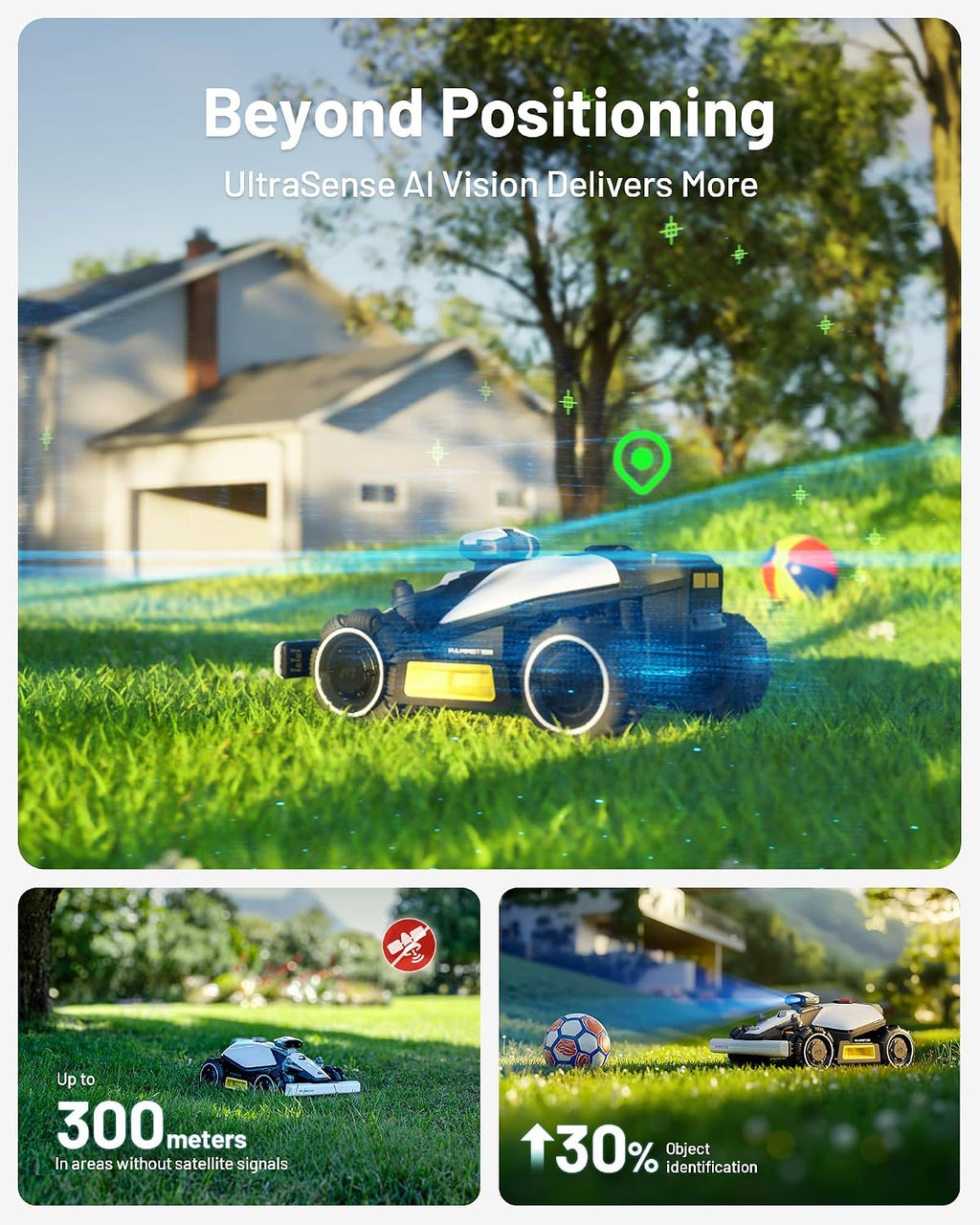Mammotion LUBA mini AWD 800H Robot Lawn Mower, for 0.2 Acres, All-Wheel-Drive for 80% Slope, No Wire, No RTK Installation, Free NetRTK+AI Vision Positioning, Cutting Height 2.2'-4.0'