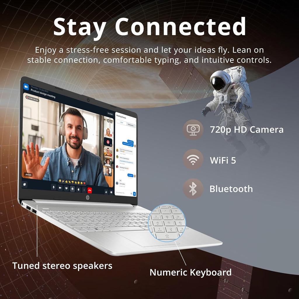 HP 15.6' FHD Laptop, AMD Ryzen 3-3250U Processor, 16GB RAM, 416GB Storage(256GB SSD + 160GB Docking Station Set), AMD Radeon Graphics, Numeric Keypad, 720p HD Webcam, WiFi, Windows 10S, Silver