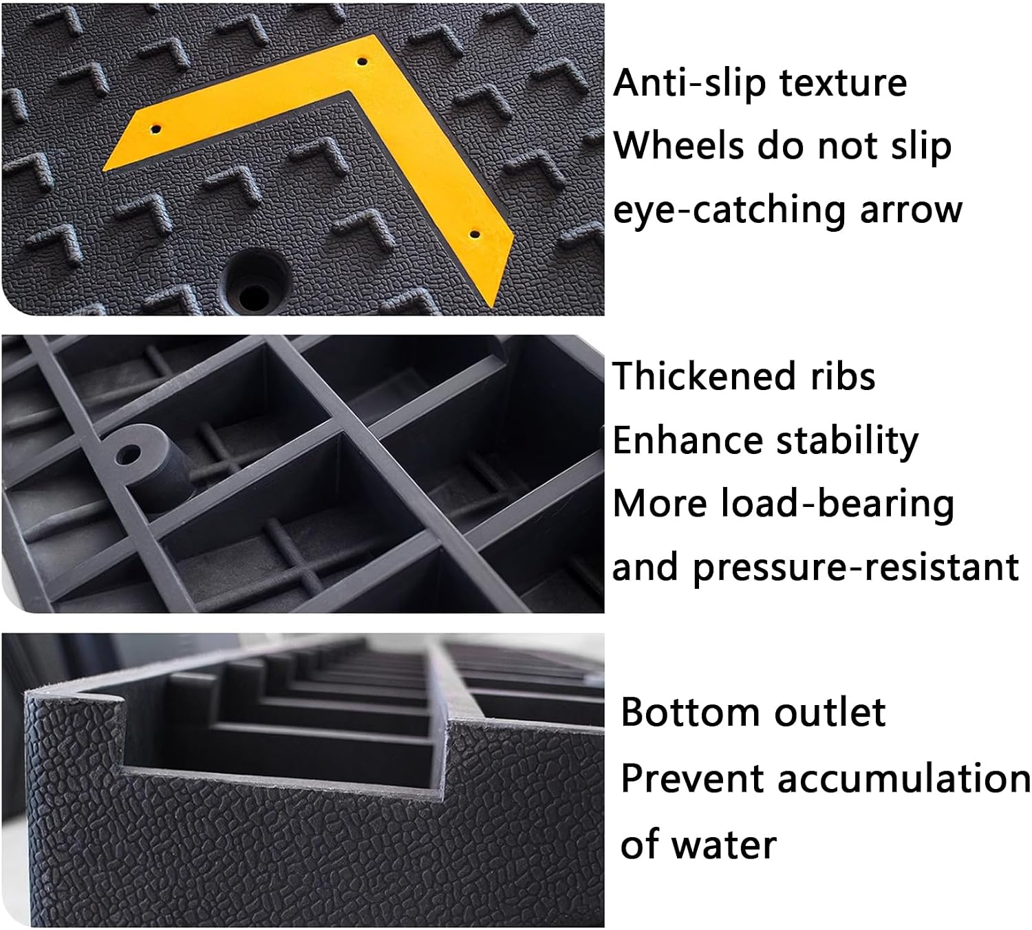 Rubber Threshold Ramp 5in High, Heavy Duty Curb Ramps, Curbside Driveway Ramp - for Cars Bicycles Lawn Mowers Scooters, Wheelchair Ramp, Rubber Slope Pad