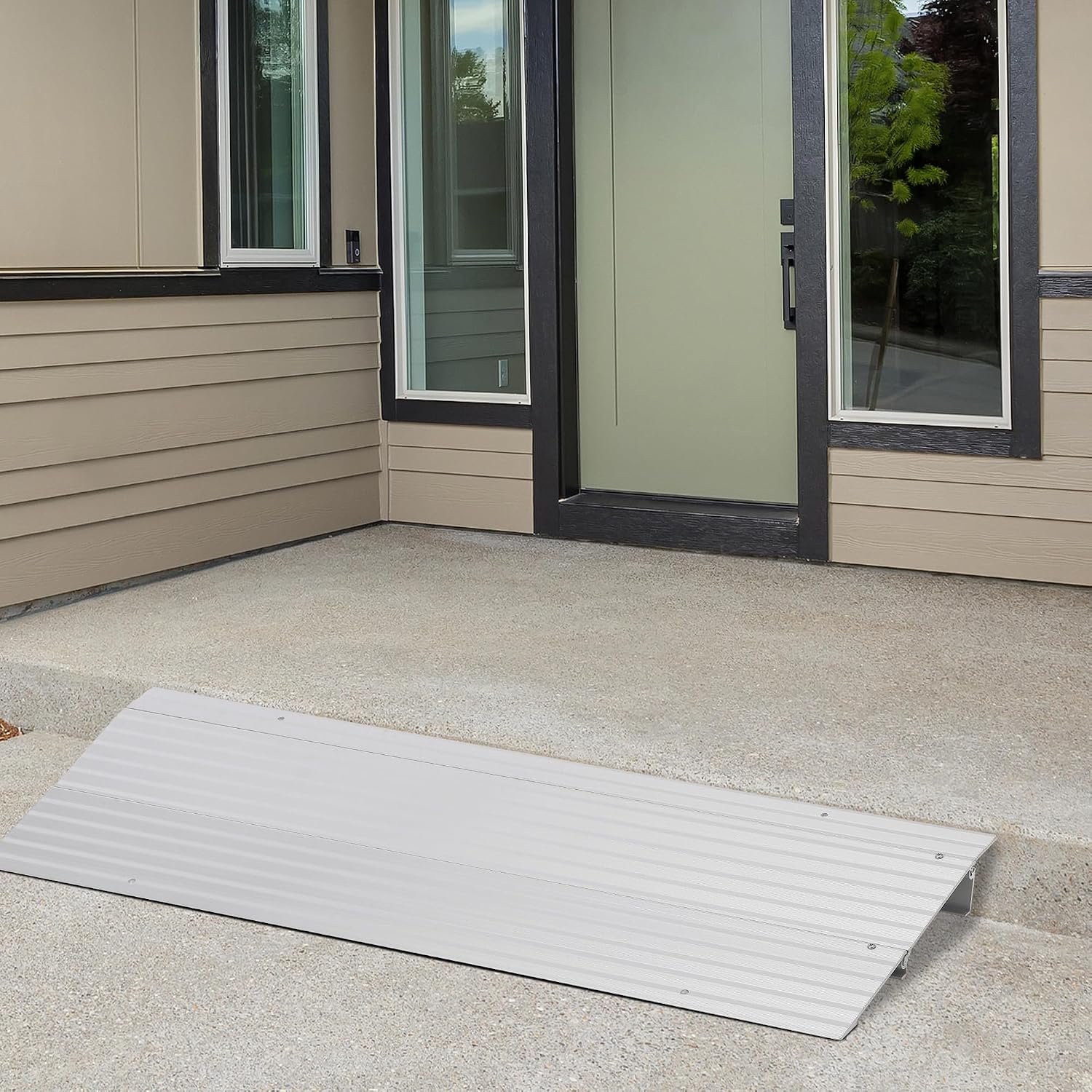 2' Rise Door Threshold Ramp,Aluminum Alloy Entry Ramp for Wheelchair Scooters Power Chairs Walkers