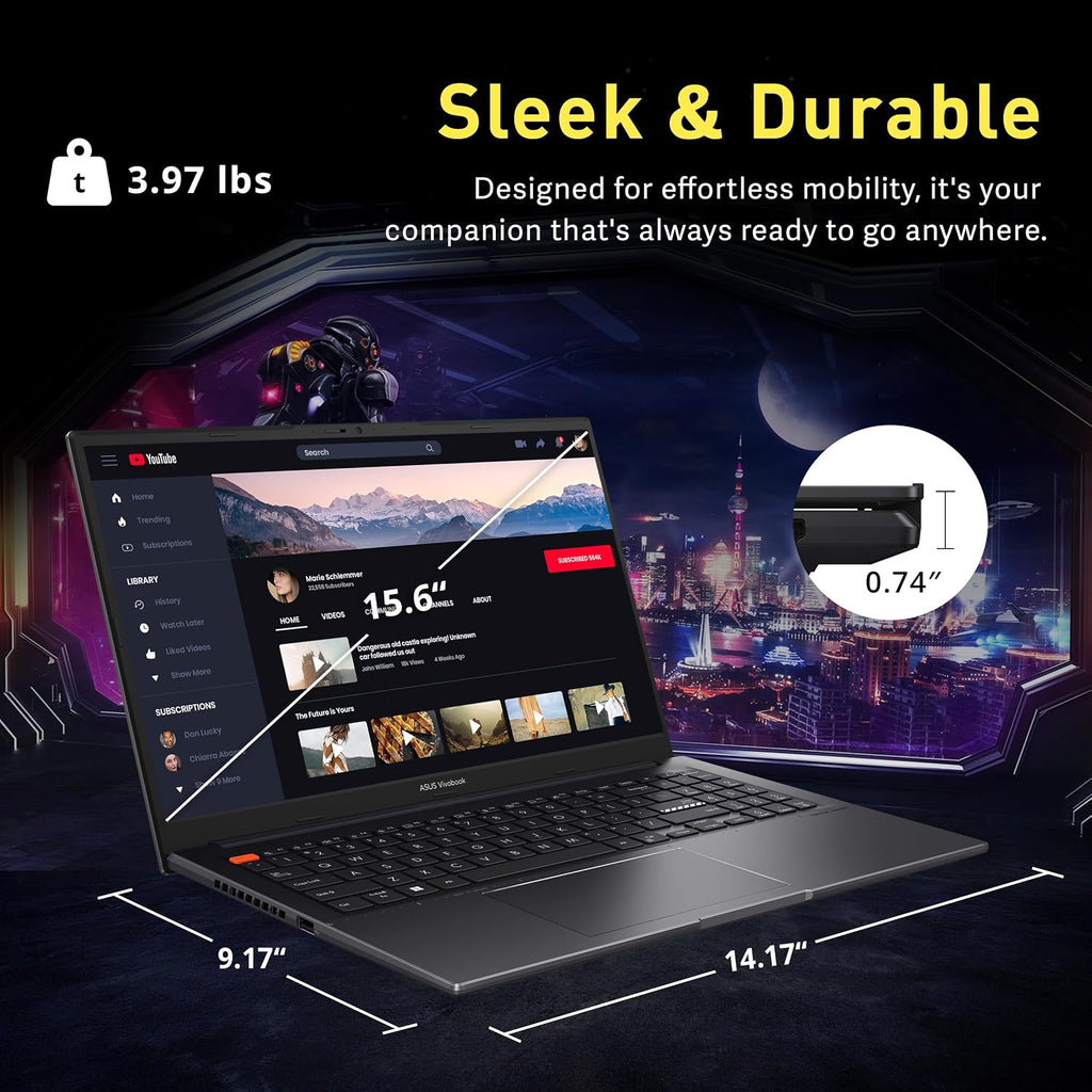 ASUS VivoBook S15 Slim Laptop, 15.6' FHD Display, Ryzen 5-5600H, 8GB RAM, 1.16TB Storage(1TB SSD +160GB Docking Station), AMD Radeon Graphics, Backlit Keyboard, Fingerprint, WiFi 6, Win 11 Pro, Black