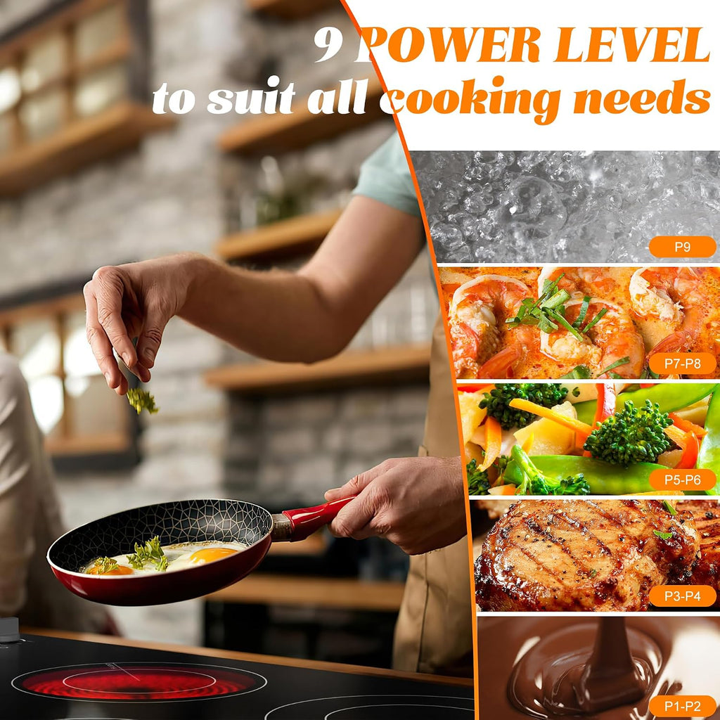 Karinear 36 Inch Electric Cooktop, Knob Control 5 Burner Electric Stove Top, Over-Temperature Protection, Hot Surface Indicator,36' Drop-in, Hard Wire 240V