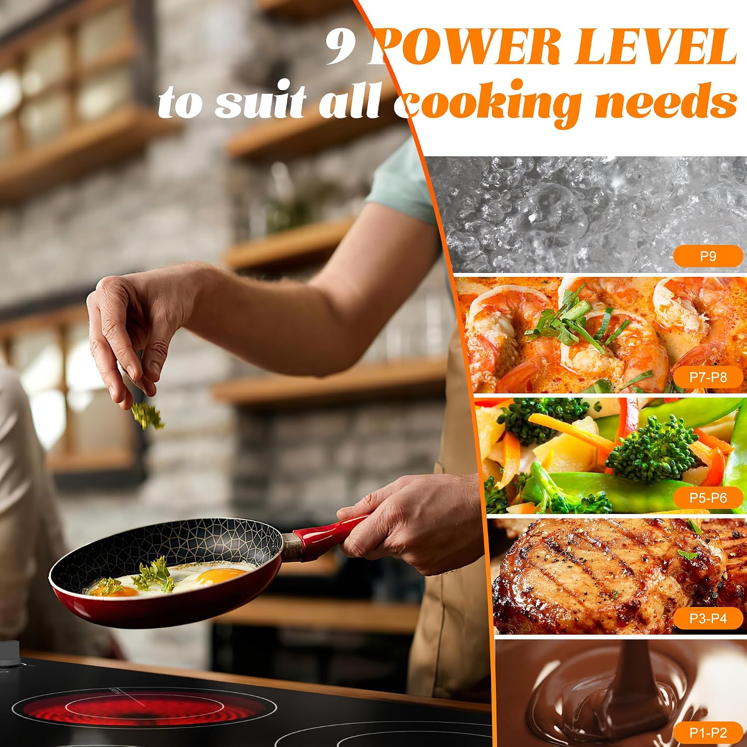 Karinear 36 Inch Electric Cooktop, Knob Control 5 Burner Electric Stove Top, Over-Temperature Protection, Hot Surface Indicator,36' Drop-in, Hard Wire 240V