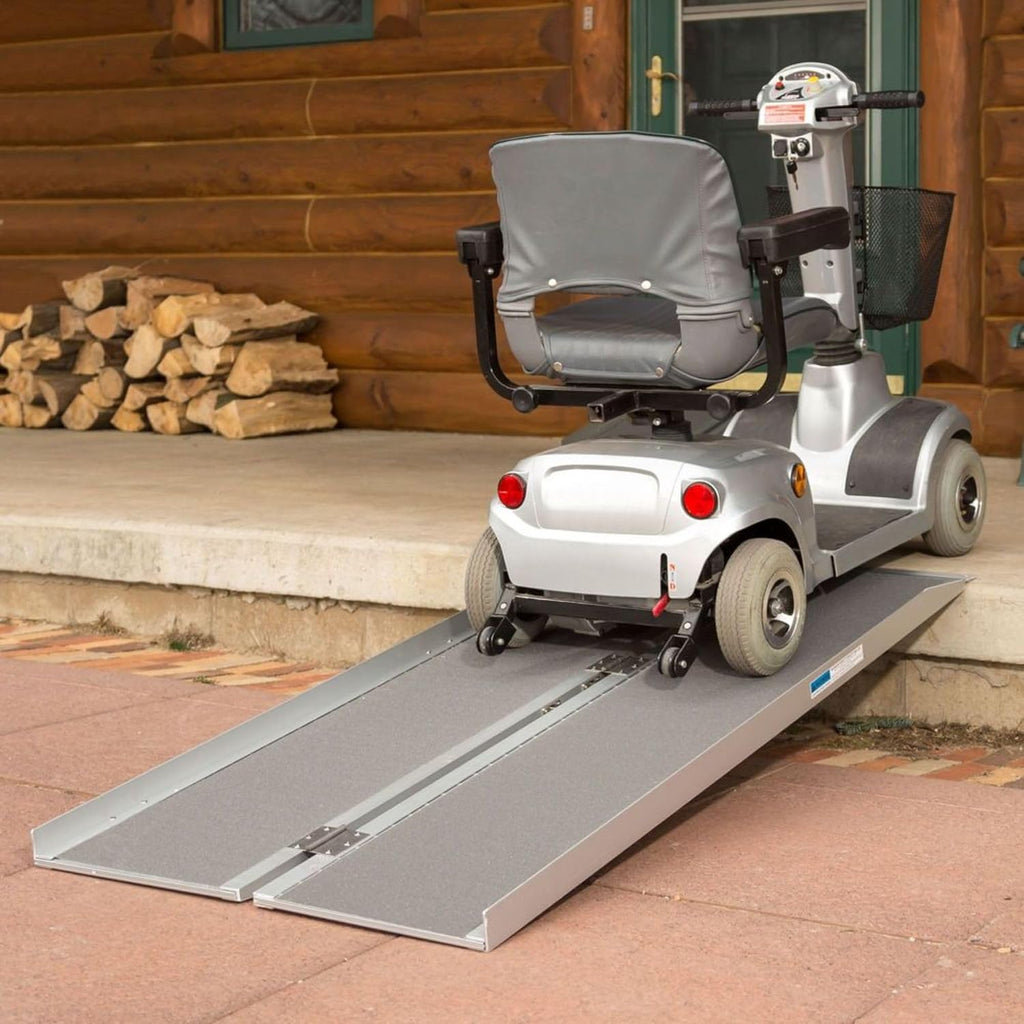 5' Wheelchair Ramp for Home Entry, Folding, Silver Spring