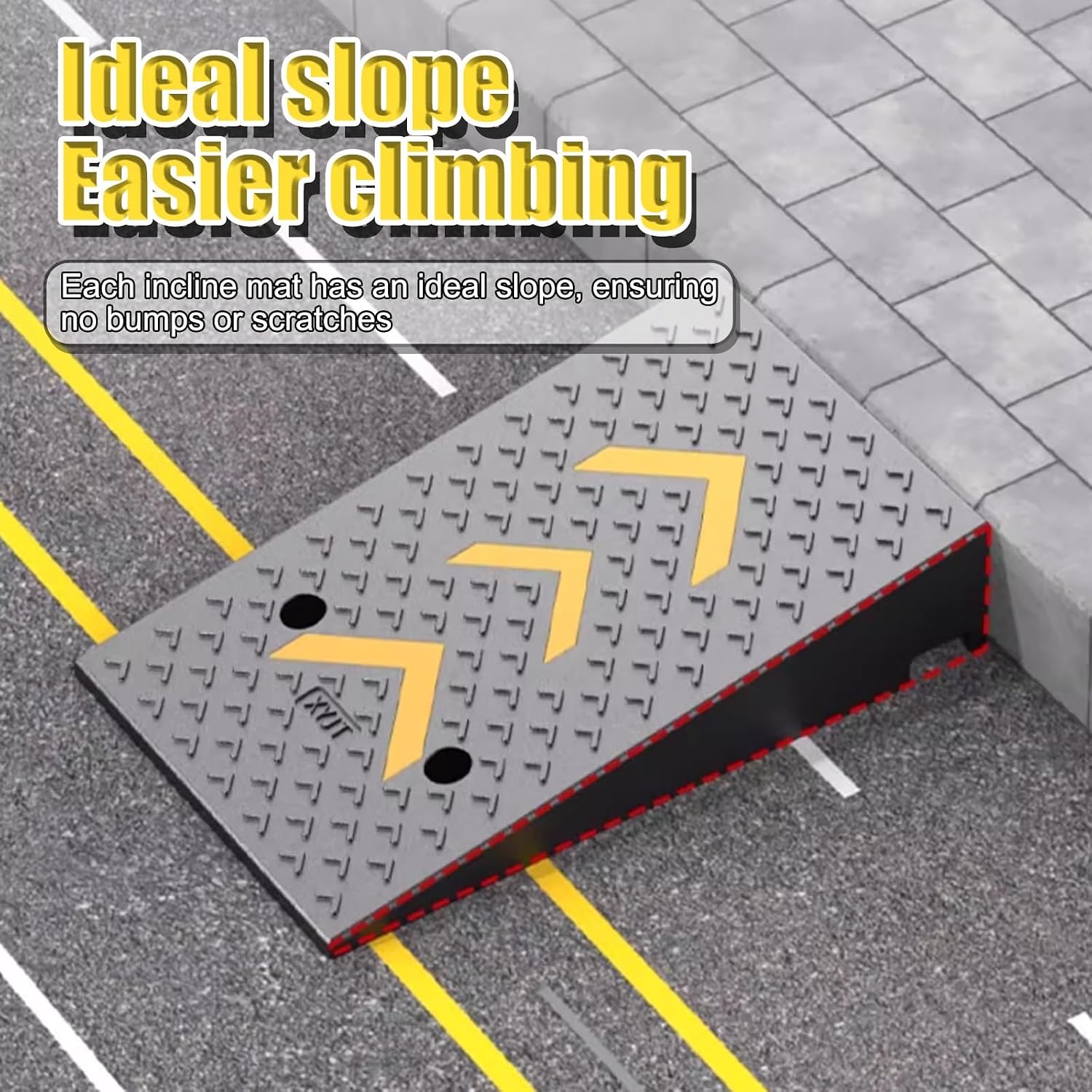Rubber Curb Ramps，Door Step Ramp，Portable Curb Ramp, Heavy Duty Rubber Threshold Ramp，Threshold Ramps，for Sidewalk，Warehouses, Garages, Sidewalks, Wheelchairs(50*100*19cm/19.7*39.4*7.5in)