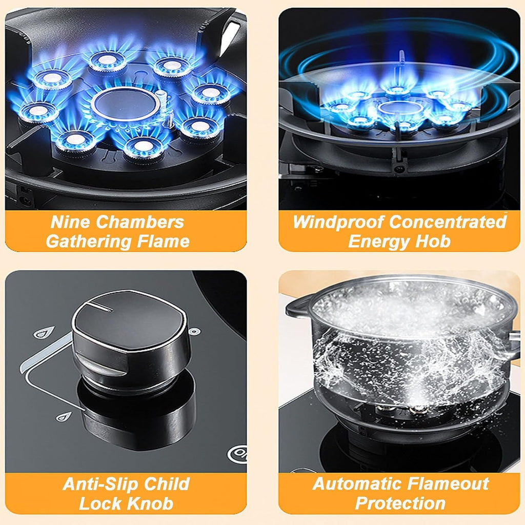 Gas Cooker,5.2kW Single-Burner Gas Stove,Desktop/Built-in Dual-Use,Suitable For Family Restaurants Food Stalls(LPG)