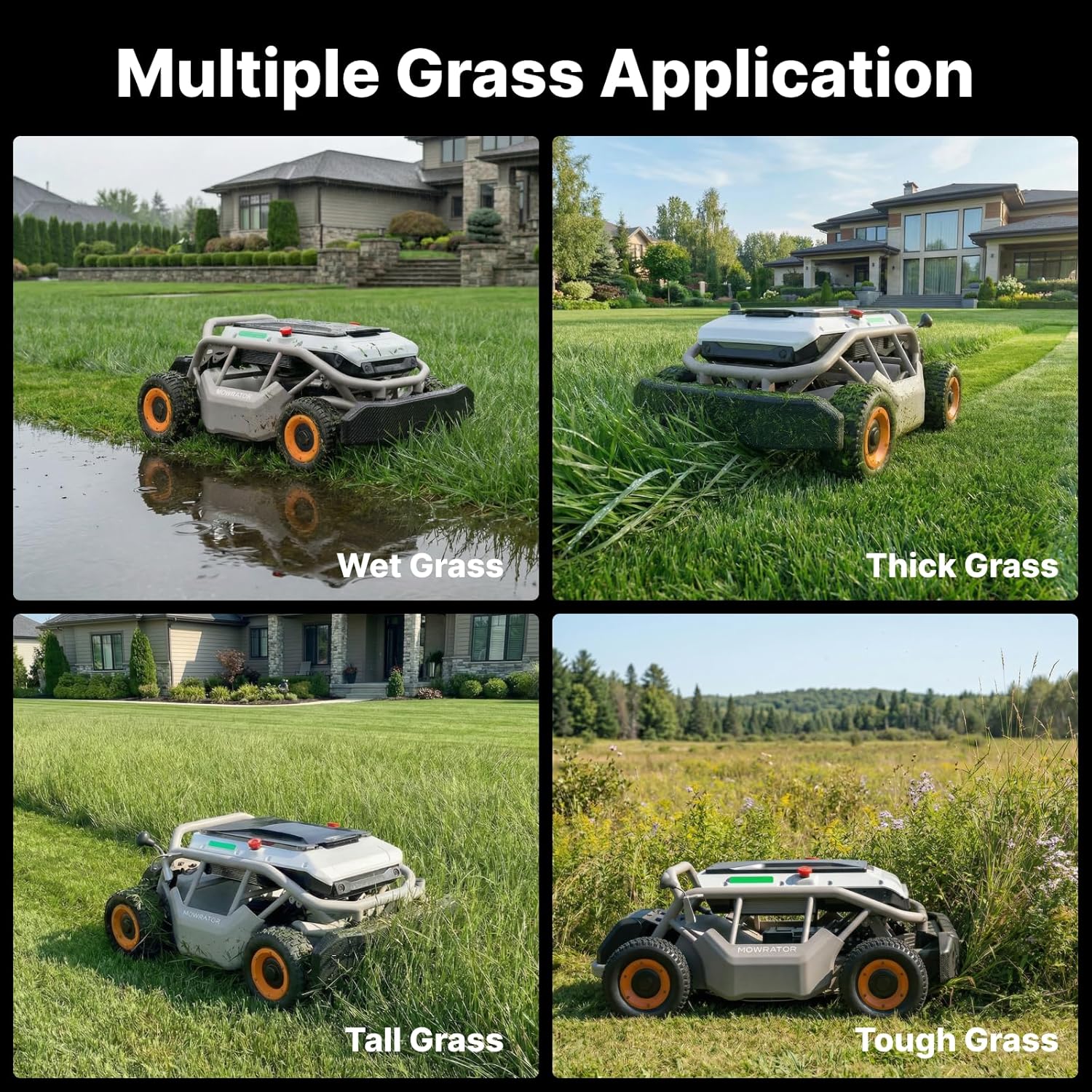 Mowrator S1 4WD 12Ah Remote Control Lawn Mower, All-Season Yard Care, 75% (37°) Slope Climbing, 21' Cutting Width, 1.5–4.3' Adjustable Cutting Height, Up to 0.75 Acres