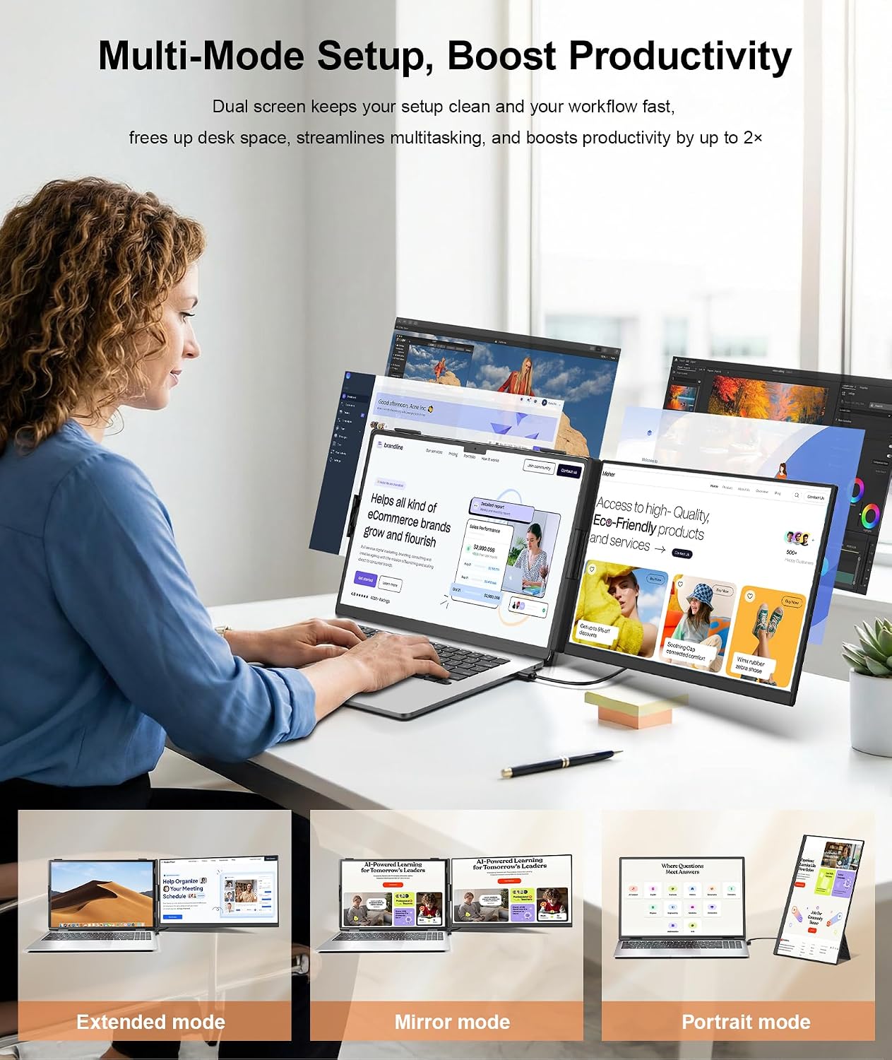 15.6' Laptop Screen Extender, Ultra-Slim FHD 1080P Portable Monitor, Detachable Dual Monitor Travel & Remote Work, Plug and Play for 13'-17.3' Laptops, for Windows/Mac/Android/Chrome