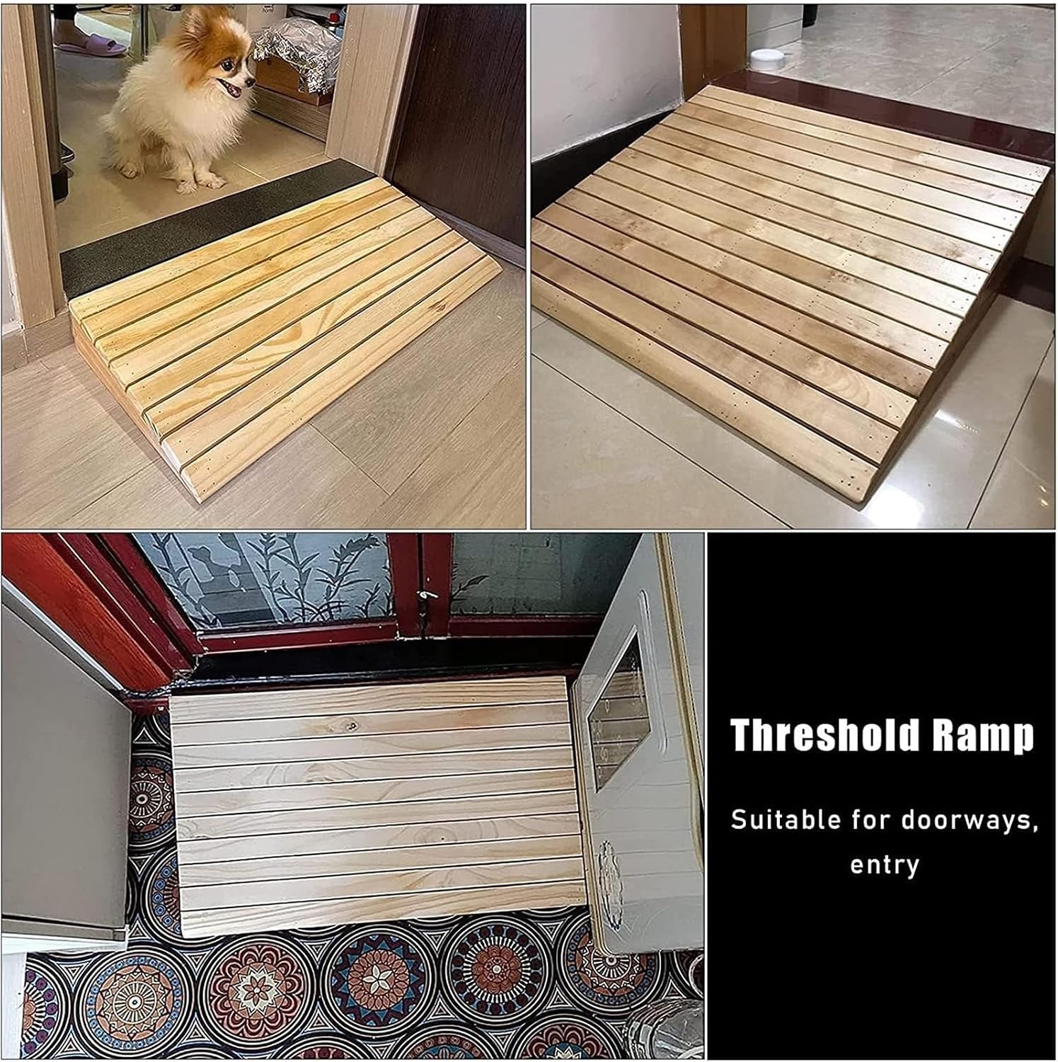 Ramps Threshold Ramp, Threshold Ramp Wooden, Front Door Step Slope, Curb Ramp for Wheelchairs, Mobility Scooters, Power Chairs(70x45x18cm/27.6x17.7x7in)