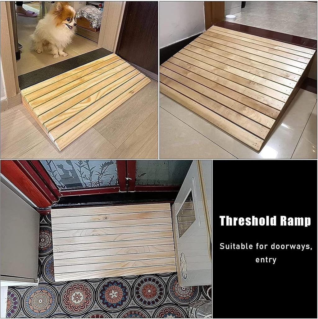 Ramps Threshold Ramp, Threshold Ramp Wooden, Front Door Step Slope, Curb Ramp for Wheelchairs, Mobility Scooters, Power Chairs(60x33.8x13cm/23.6x13.3x5in)