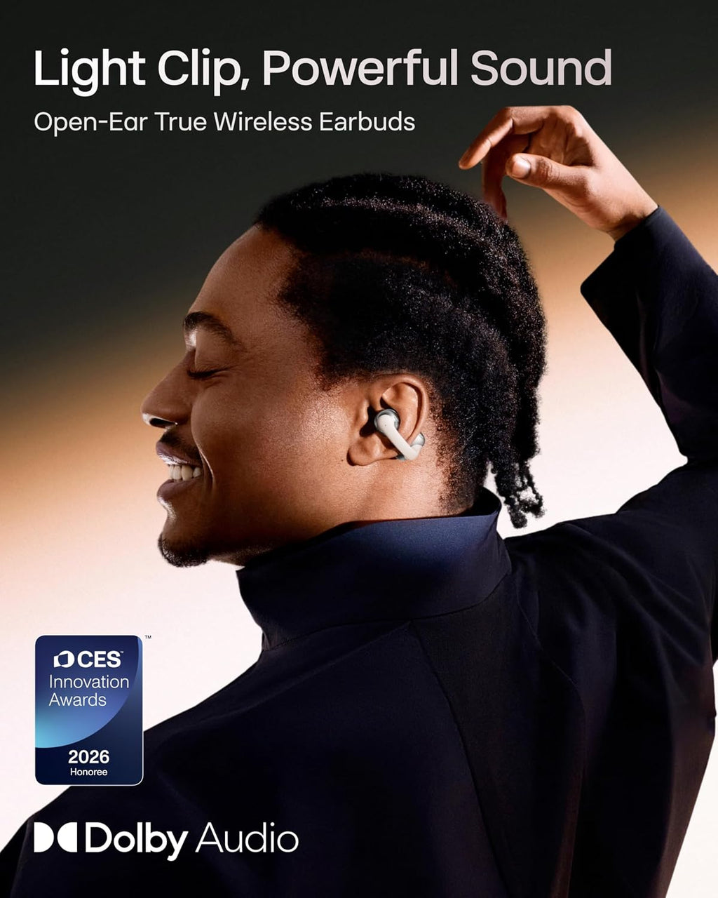 SHOKZ OpenDots ONE-Open-Ear Headphones, Clip-On Earbuds-Wireless Bluetooth Earbuds with Microphone-Secure, Lightweight, Comfort-Premium Dolby Audio-Water Resistant-Fast Charging-Up to 40 hrs Playtime