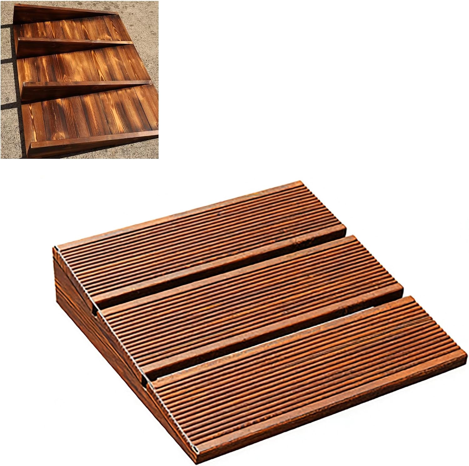 Wood Ramp for Doorways, Can Be Spliced Curb Threshold Ramps, Rise Entry Ramp for Home Steps(1/1.6FT(Color1,20x20x4in)