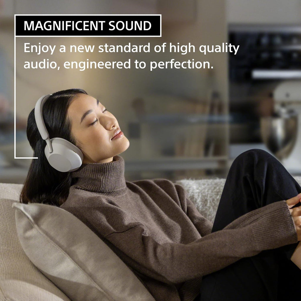 Sony WH-1000XM5-SILVER Wireless Over-Ear Noise Canceling Headphones - Silver with 2 Year Amber Protection Plan (2022)