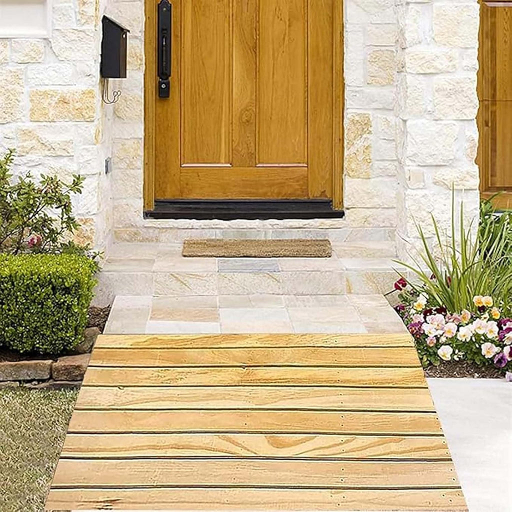Wooden Threshold Ramps 31.5x13x5in, Home Entry Ramps, Assisted Uphill Ramp, Non-Slip Wheelchair Threshold Ramp, for Pets/Kids/Elderly/Disabled,Wheelchairs Walkers Car Motorcycle