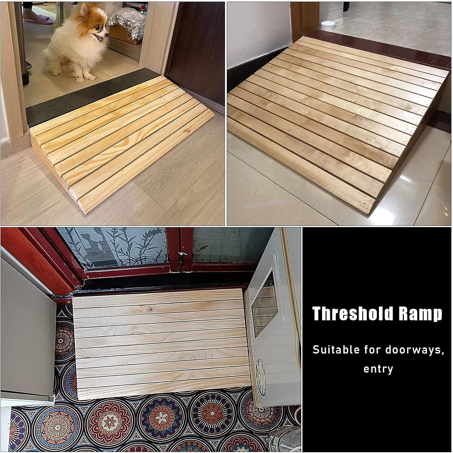 JYDQM Portable Driveway Ramp Non-Slip Wood Threshold/Curb Ramps for Driveway Front Door Steps, Portable Mobility Wheelchair/Car Slope, 5'/6'/7'/8' Rise(Size:80x45x18cm/31.5x17.7x7in)