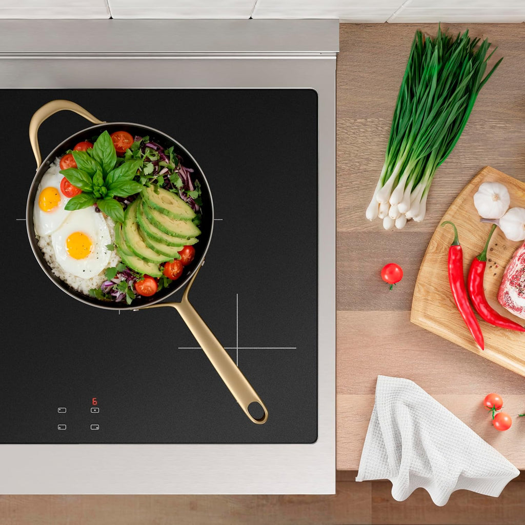 ZLINE Autograph Edition 30 in. 4.2 cu. ft. Paramount Induction Range with 4 Element Cooktop and Electric Convection Oven in Satin Stainless Steel with White Matte Door and Polished Gold Accents