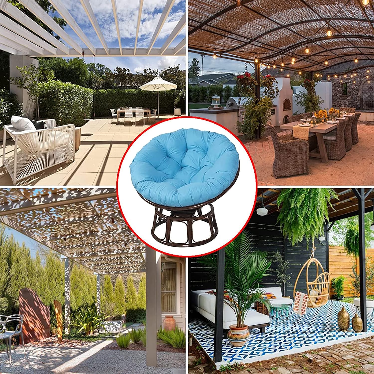 HUHJYUGE Round Hanging Egg Chair Cushion 39x39in, Hammock Chair Pads, Swing Seat Cushion, Outdoor Hanging Basket Seat Pads Waterproof, Sun-Resistant, Breathable, for Garden Terrace