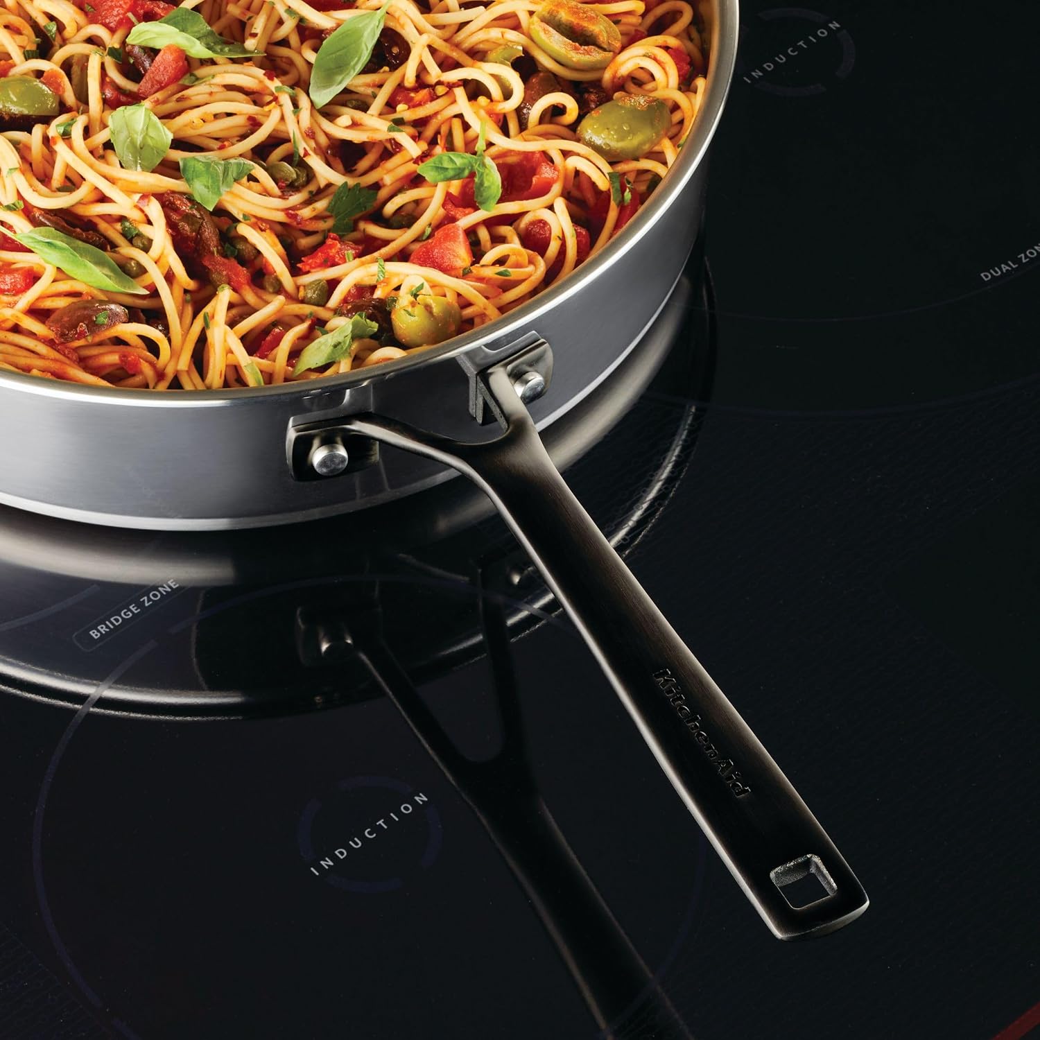 KitchenAid 5-Ply Clad Stainless Steel Stainless Steel Induction Saute Pan with Lid, 5 Quart - Polished Stainless Steel
