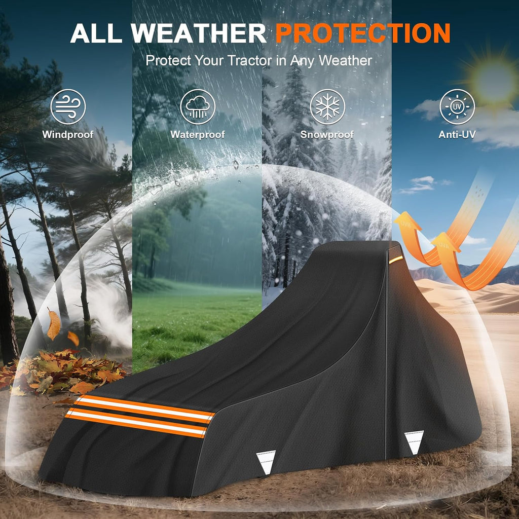 420D Waterproof Tractor Cover, Heavy-Duty All-Weather Protection Tractors Cover for Front Loaders & Backhoes, Compatible with John Deere, Kubota, Mahindra (S)