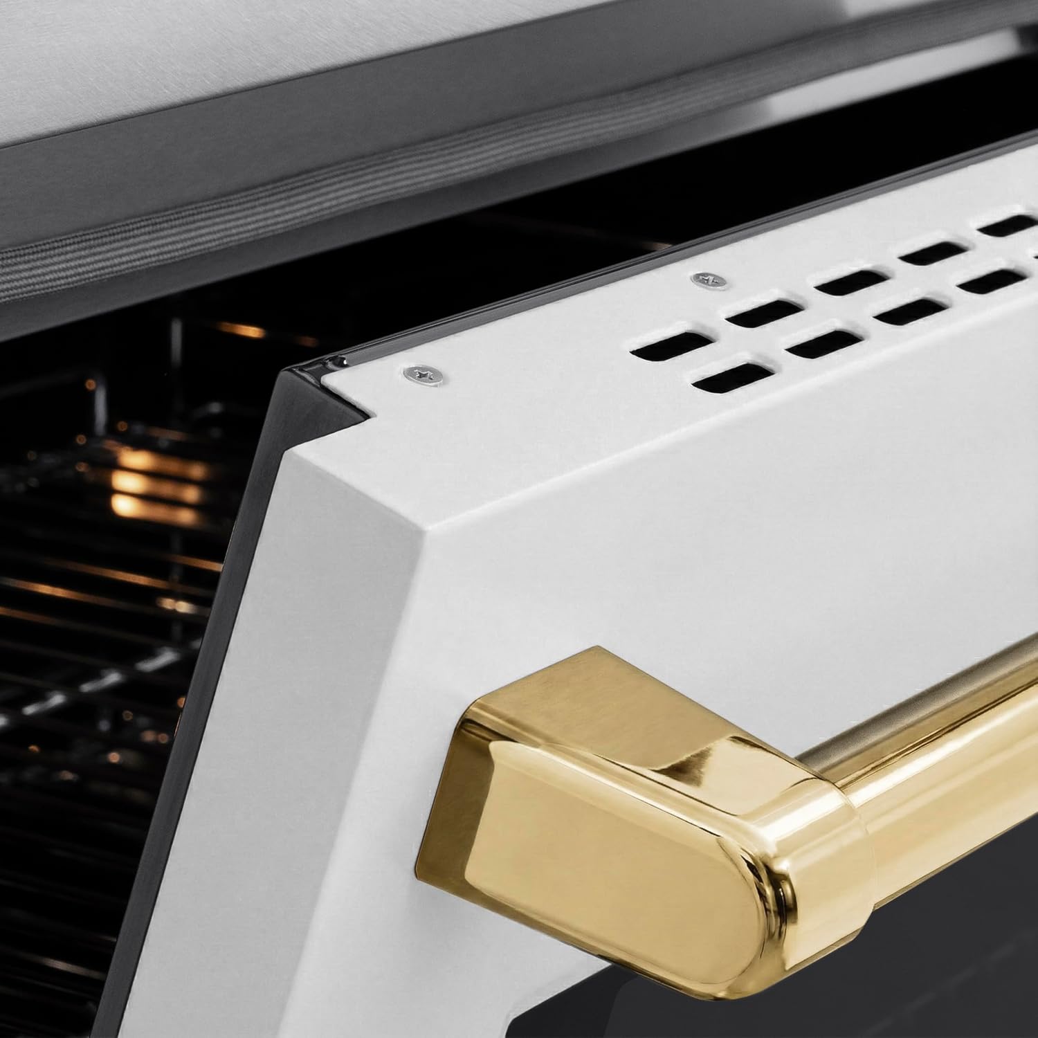 ZLINE Autograph Edition 30 in. 4.2 cu. ft. Paramount Induction Range with 4 Element Cooktop and Electric Convection Oven in Satin Stainless Steel with White Matte Door and Polished Gold Accents