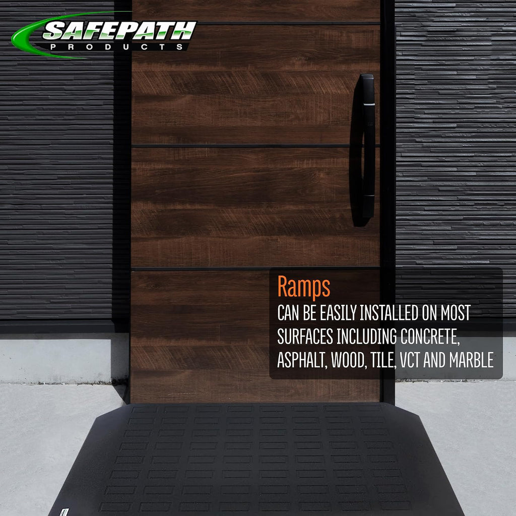 SafePath EZ Edge Rubber Threshold Ramps for Doorways, Scooter and Wheelchair Ramp, Door Entry Ramp, Non Slip Surface Threshold Ramp, ADA Compliant Ramps, Made in USA - 2-1/2' H x 30' D x 46' L