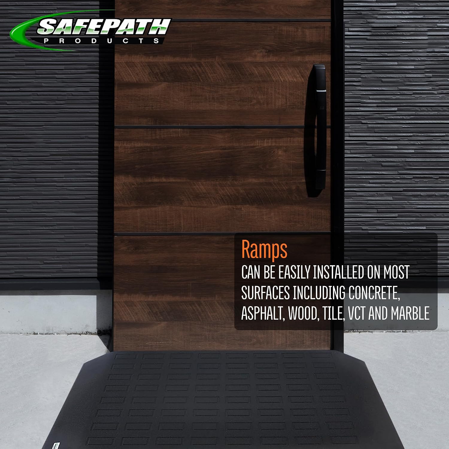 SafePath EZ Edge Rubber Threshold Ramps for Doorways, Scooter and Wheelchair Ramp, Door Entry Ramp, Non Slip Surface Threshold Ramp, ADA Compliant Ramps, Made in USA - 2-1/2' H x 30' D x 46' L