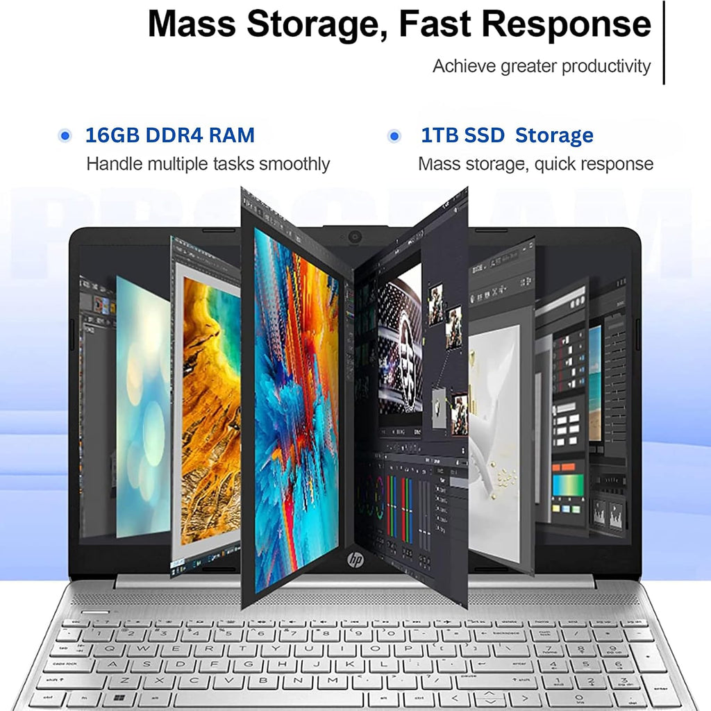 HP Pavilion 15.6'' HD Touchscreen Laptop 16GB RAM, 1TB SSD Storage, Intel Core Processor, Type-C, HDMI, Windows 11 Home, Silver (Renewed)