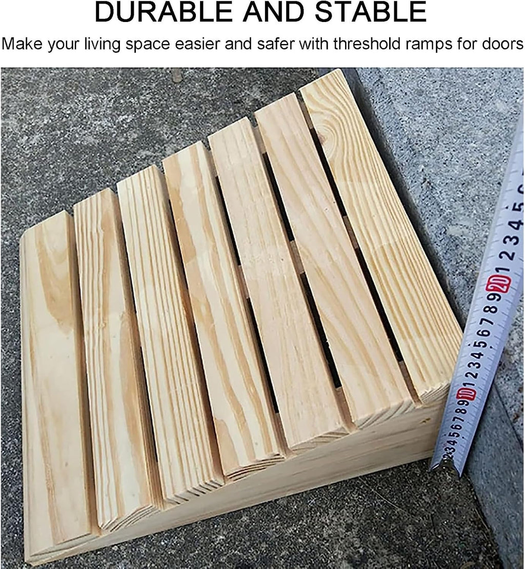 Solid Wood Curb Ramps, 7-15 cm Rise Portable Non-Slip Threshold Ramps for Garage, Patio Door Shed, Loading Dock, Driveway Wheelchair Sidewalk (Size : 35x38.8x15cm/13.8x15.3x6in)
