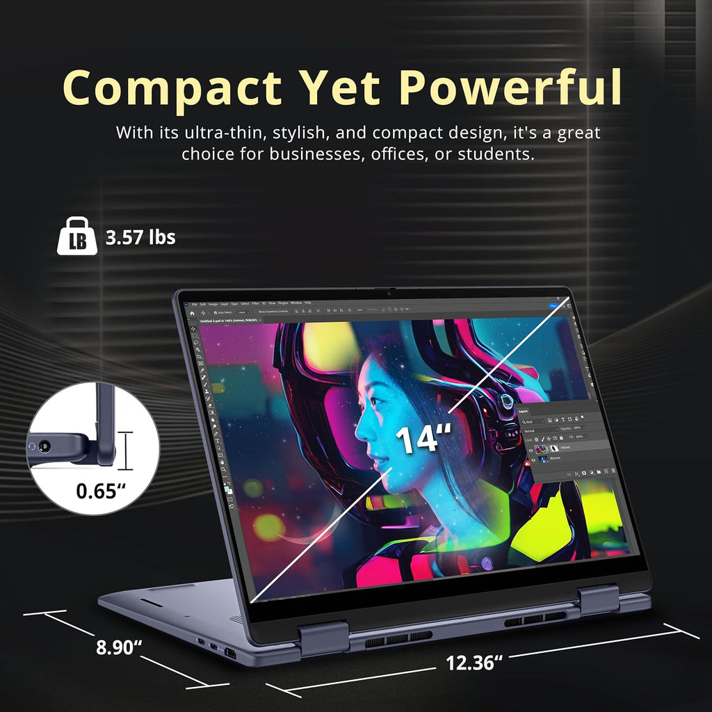 Dell 14' 2K 2-in-1 Touchscreen Laptop, AMD Ryzen AI 7 350, 16GB RAM, 5TB Storage (4TB SSD+1TB Docking Station Set), AMD Radeon 860M, Copilot, Backlit Keyboard, Fingerprint Reader, Win 11 Pro, Blue