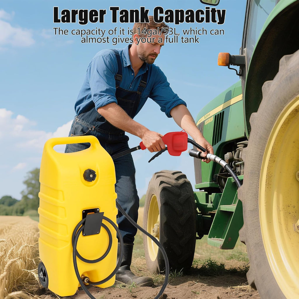 Garvee 14 Gallon Gas Caddy, 57L Portable Fuel Tank and Fuel Transfer Pump with 10-Foot Hose for Lawn Mower, Farm, Marine, and Home Use