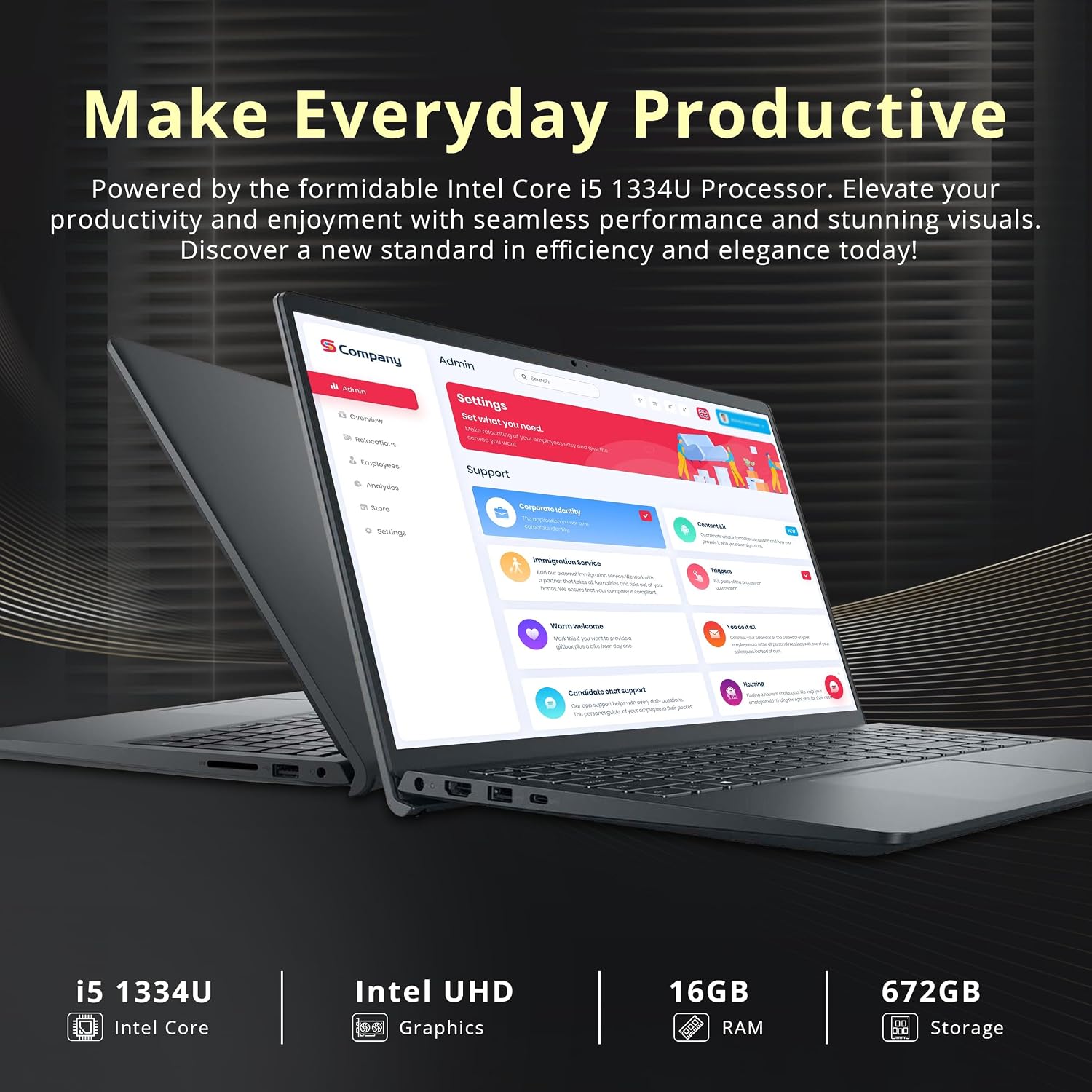 Dell Inspiron 15.6' FHD Touchscreen Laptop, Intel i5-1334U, 16GB RAM, 672GB Storage (512GB SSD + 160GB Docking Station Set), Intel UHD Graphics, Number Pad, 720p Webcam, Win 11 Pro, Black