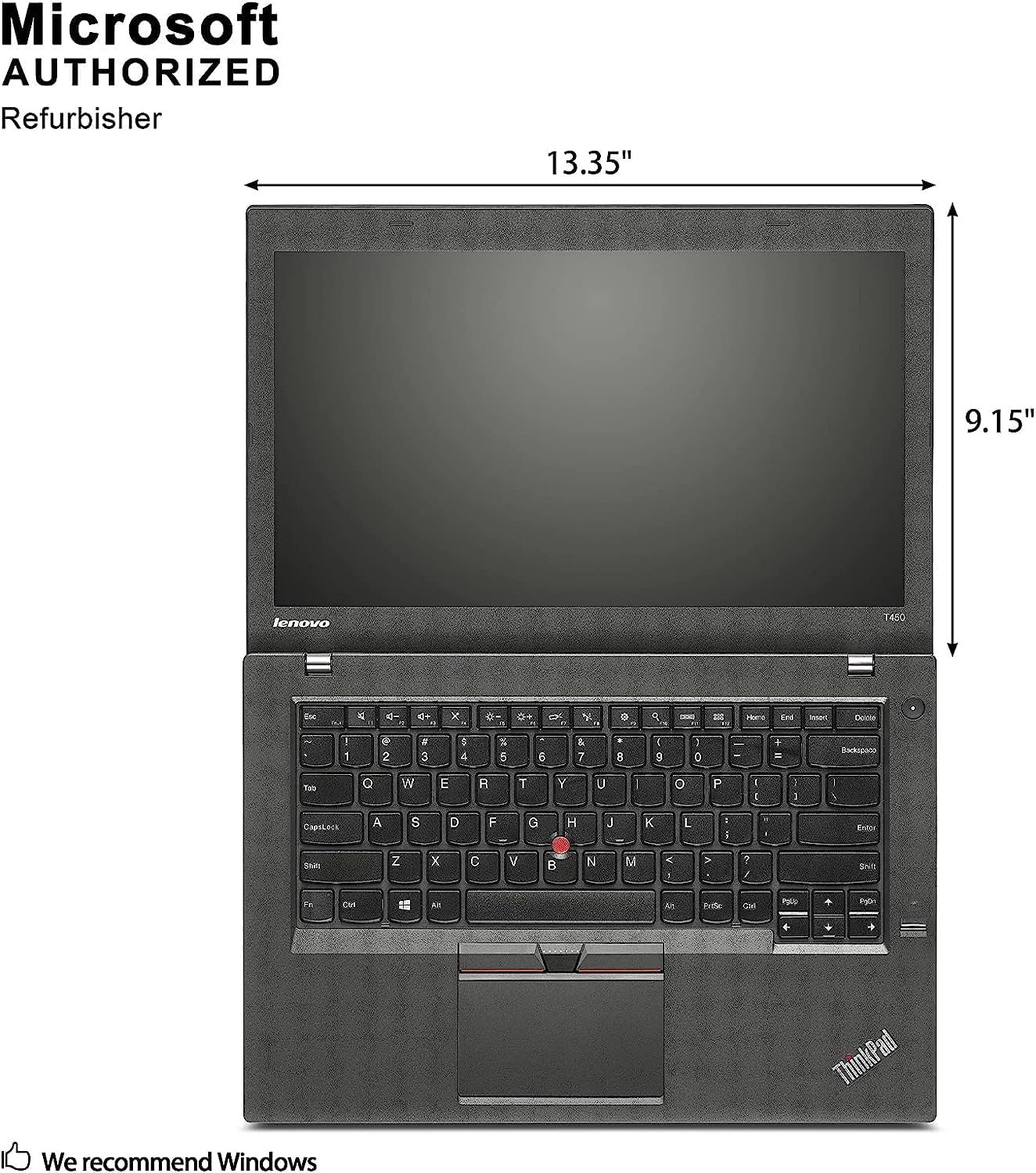 Lenovo ThinkPad T450 14in HD Business Laptop Computer, Intel Dual-Core i5-5300U Up to 2.9GHz, 8GB RAM, 256GB SSD, HDMI, 802.11ac WiFi, Bluetooth, Windows 10 Professional (Renewed)