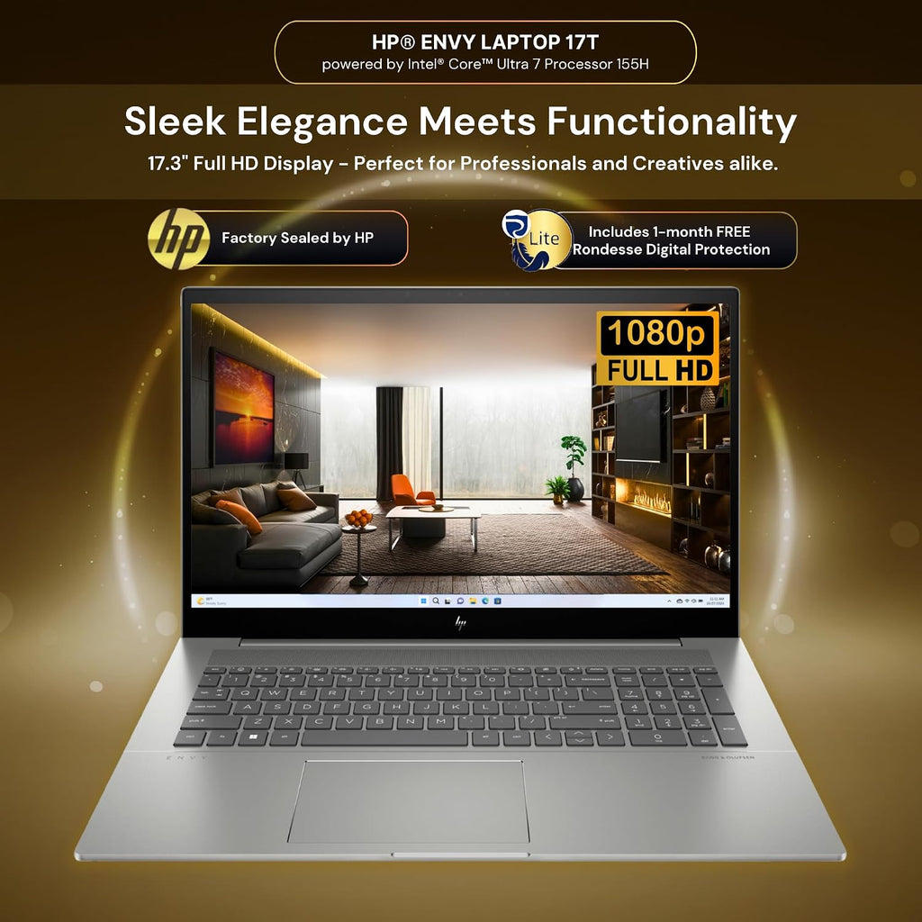 HP Envy 17T Laptop, Intel® Core™ Ultra 7 155H (up to 4.8 GHz), Intel Arc Graphics 32GB RAM,1TB SSD, 17.3' FHD Touch, Win 11 PRO, WiFi 6,Free Rondesse Lite-Real Time Scam and Legal Protection