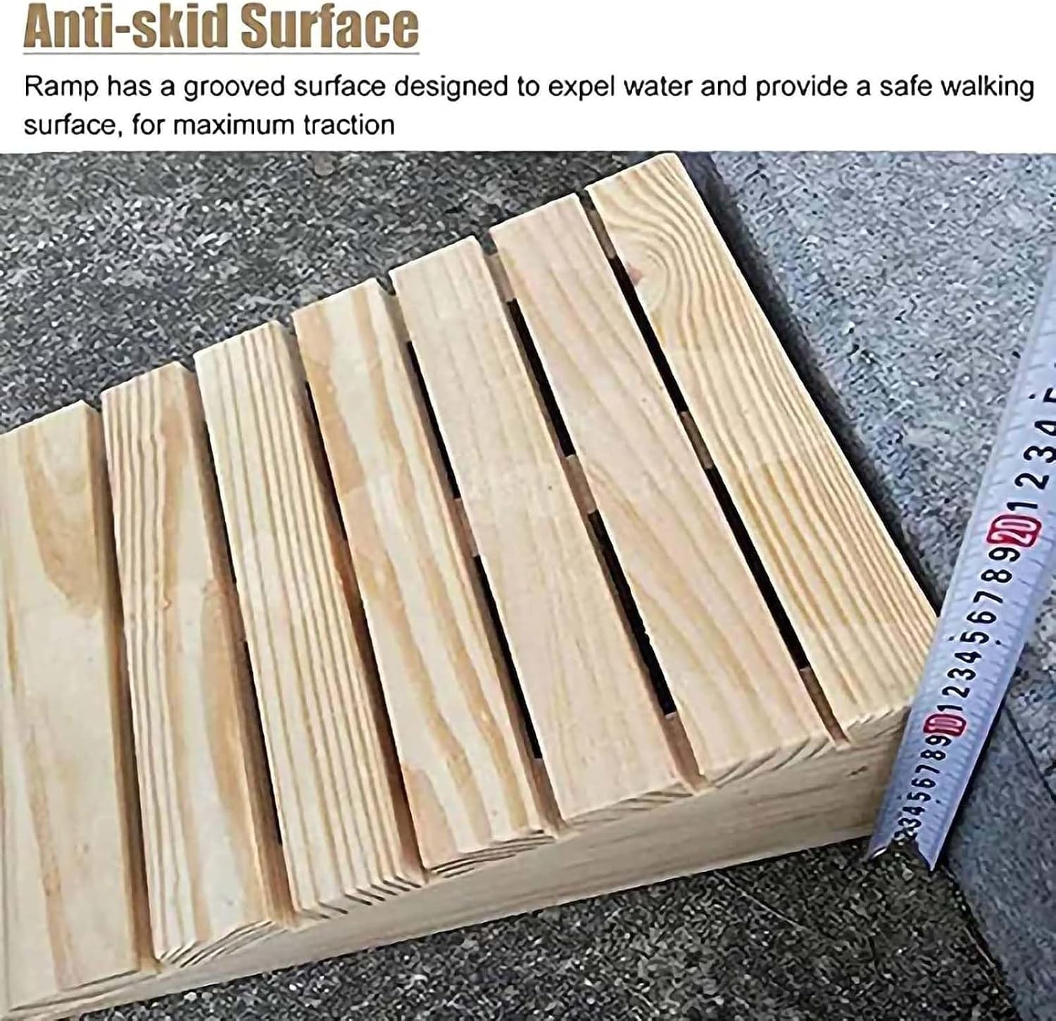 Wooden Threshold Ramp Doorway, Rise Door Ramp, Home Front Door Entry Ramp Non-Slip Surface Transition Ramp Curb Ramp for Wheelchair Scooter Walkers
