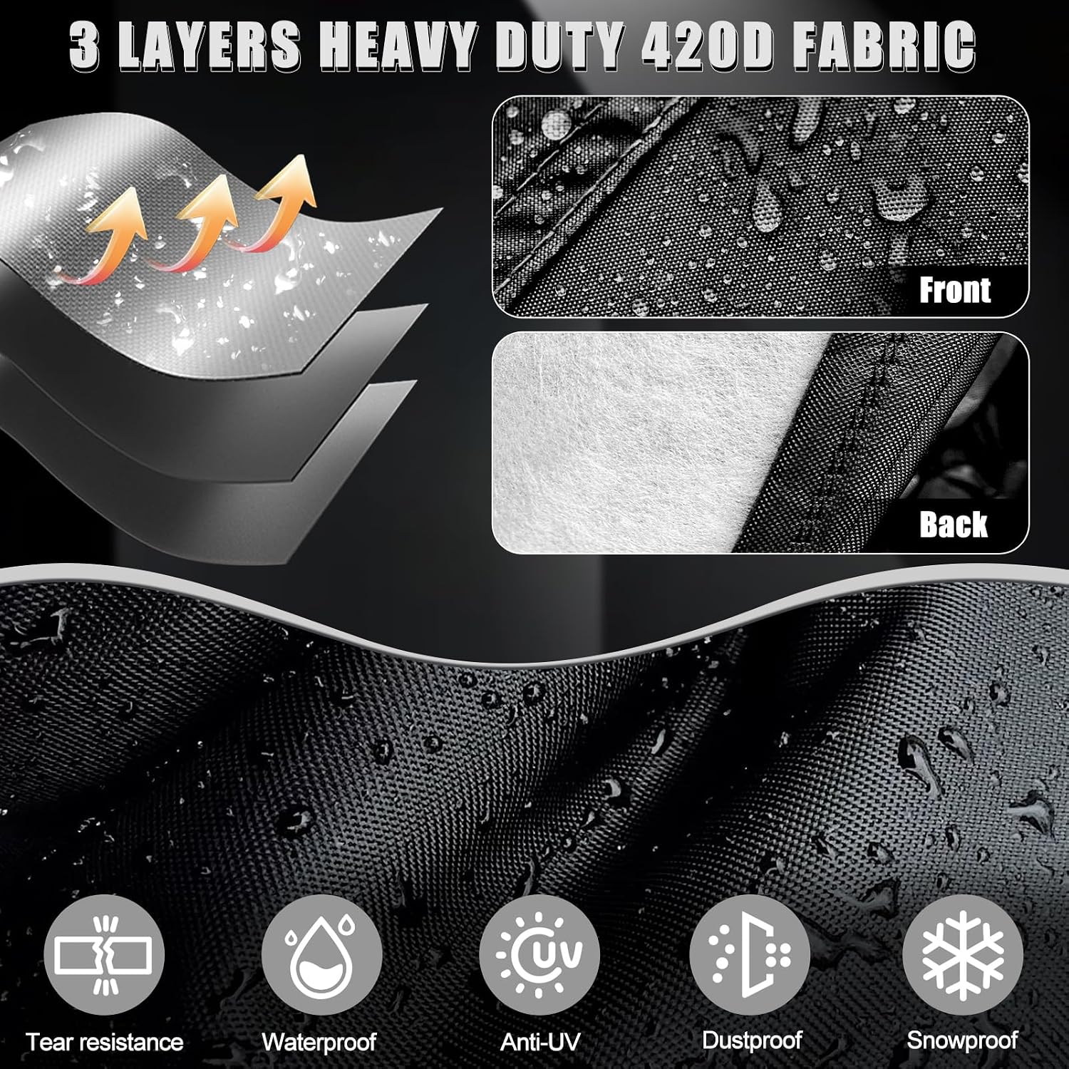 Waterproof Tractors Cover Fit Most Classic Tractor with Pipe, 420D Oxford Cloth with Cotton Liner Tractors Cover for Snow Rain Hail Dust Protection, 138 L x 87 W x 70 H in