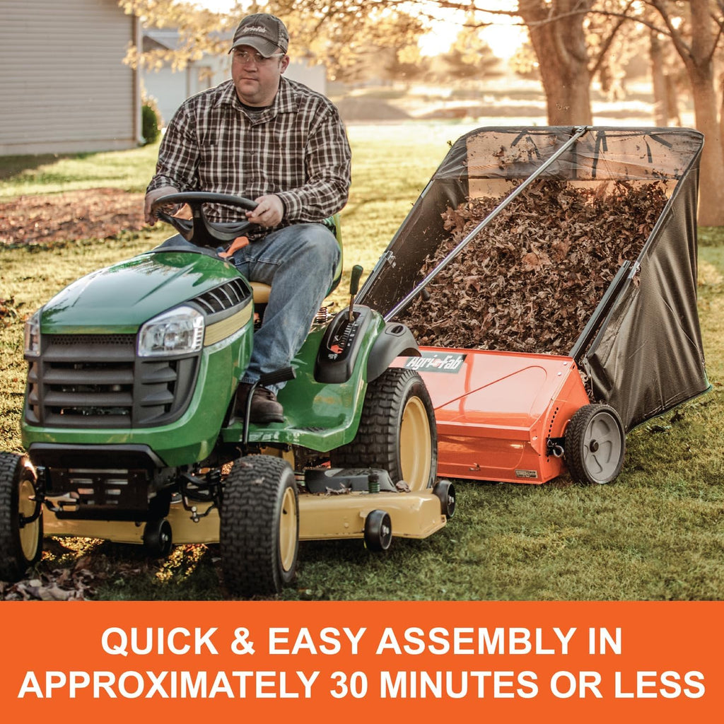 Agri-Fab 45-0492 44' Tow-Behind Lawn Sweeper, 28 cu. ft Hopper Bag Capacity; Leaf & Grass Catcher, with Adjustable Brush Height and Dump From Seat Handle