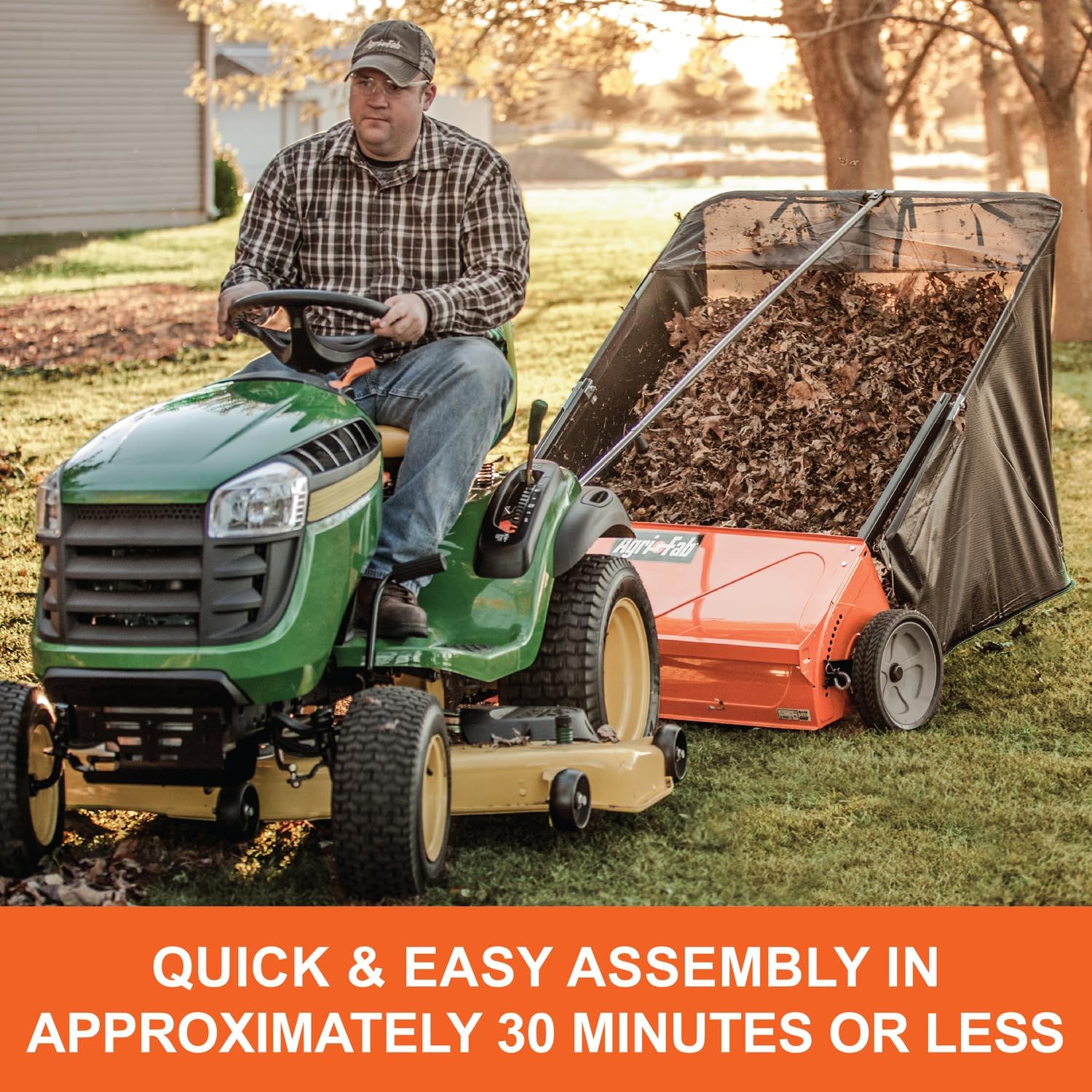 Agri-Fab 45-0492 44' Tow-Behind Lawn Sweeper, 28 cu. ft Hopper Bag Capacity; Leaf & Grass Catcher, with Adjustable Brush Height and Dump From Seat Handle