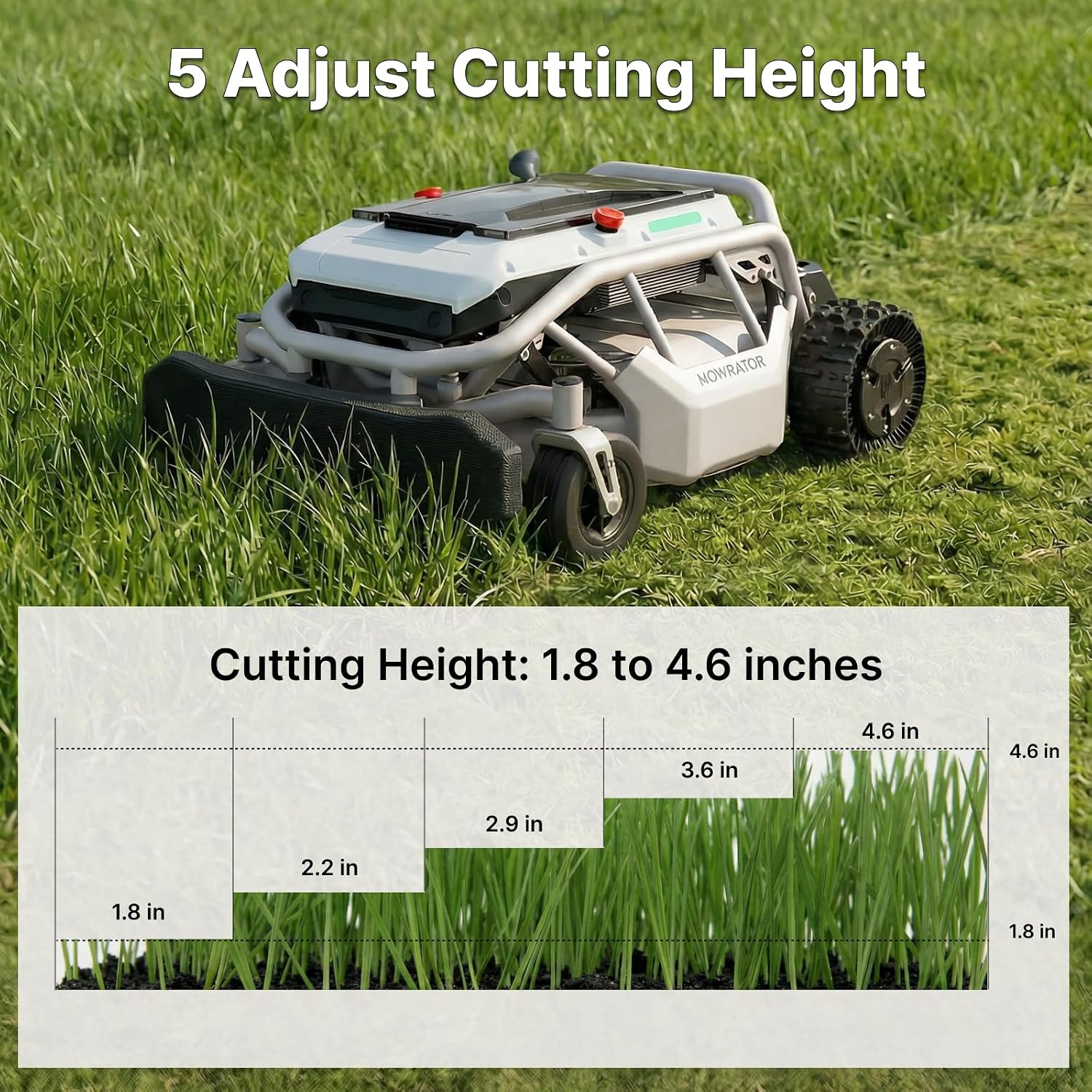 Mowrator S1 2WD 56V 12Ah Remote Control Lawn Mower, 45% (24°) Slope, Upgraded with Deformable Tires & Metal Hubcaps, 21' Steel Blade, 1.8–4.6' Height, Covers up to 0.75 Acre, Mulching Blade Included