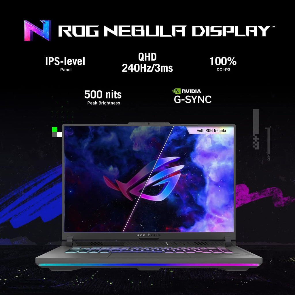 ASUS ROG Strix G16 (2023) Gaming Laptop, 16â€ Nebula Display 16:10 QHD 240Hz, GeForce RTX 4050, Intel Core i9-13980HX, 16GB DDR5, 1TB PCIe SSD, Wi-Fi 6E, Windows 11, G614JU-ES94,Eclipse Gray