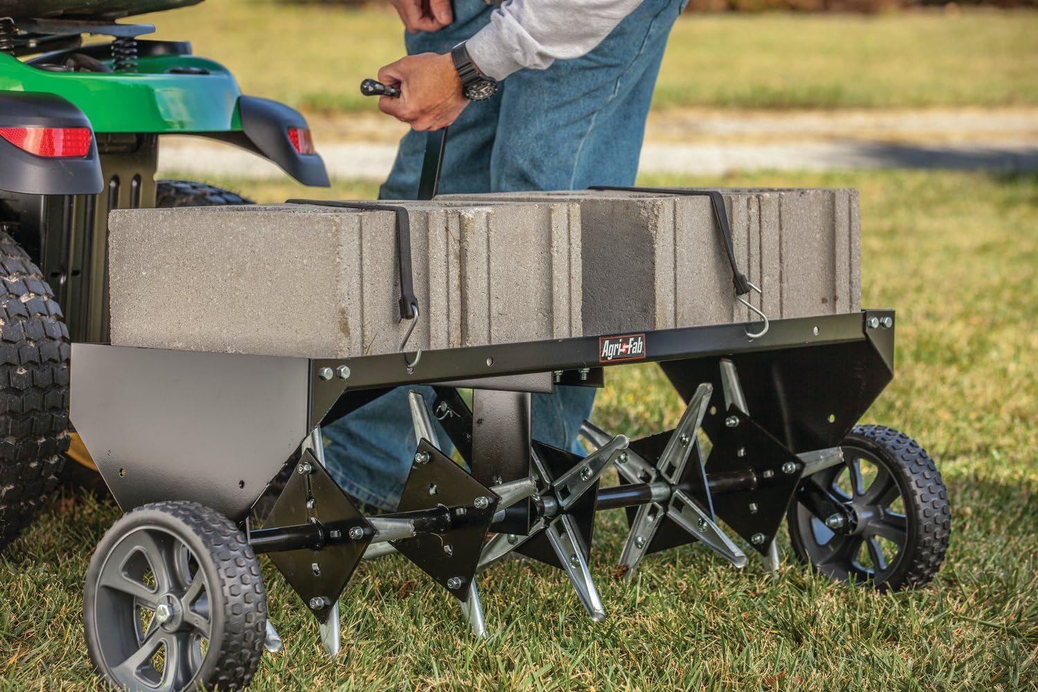Agri-Fab 45-0518 40' Tow Behind Lawn Plug Aerator with Universal Hitch; Designed to Pull Behind Lawn & Garden Tractors