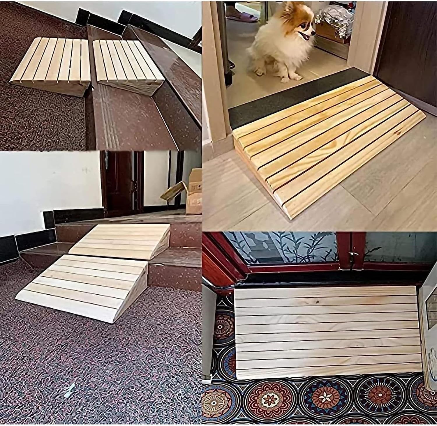 Wooden Threshold Ramp 2-6inch Door Ramp Home Non-Slip Entry Ramp or Doorways Curbs Step Transition Ramps for Wheelchair Walkers Car Motorcycle (Size : 30.8x30x11cm)