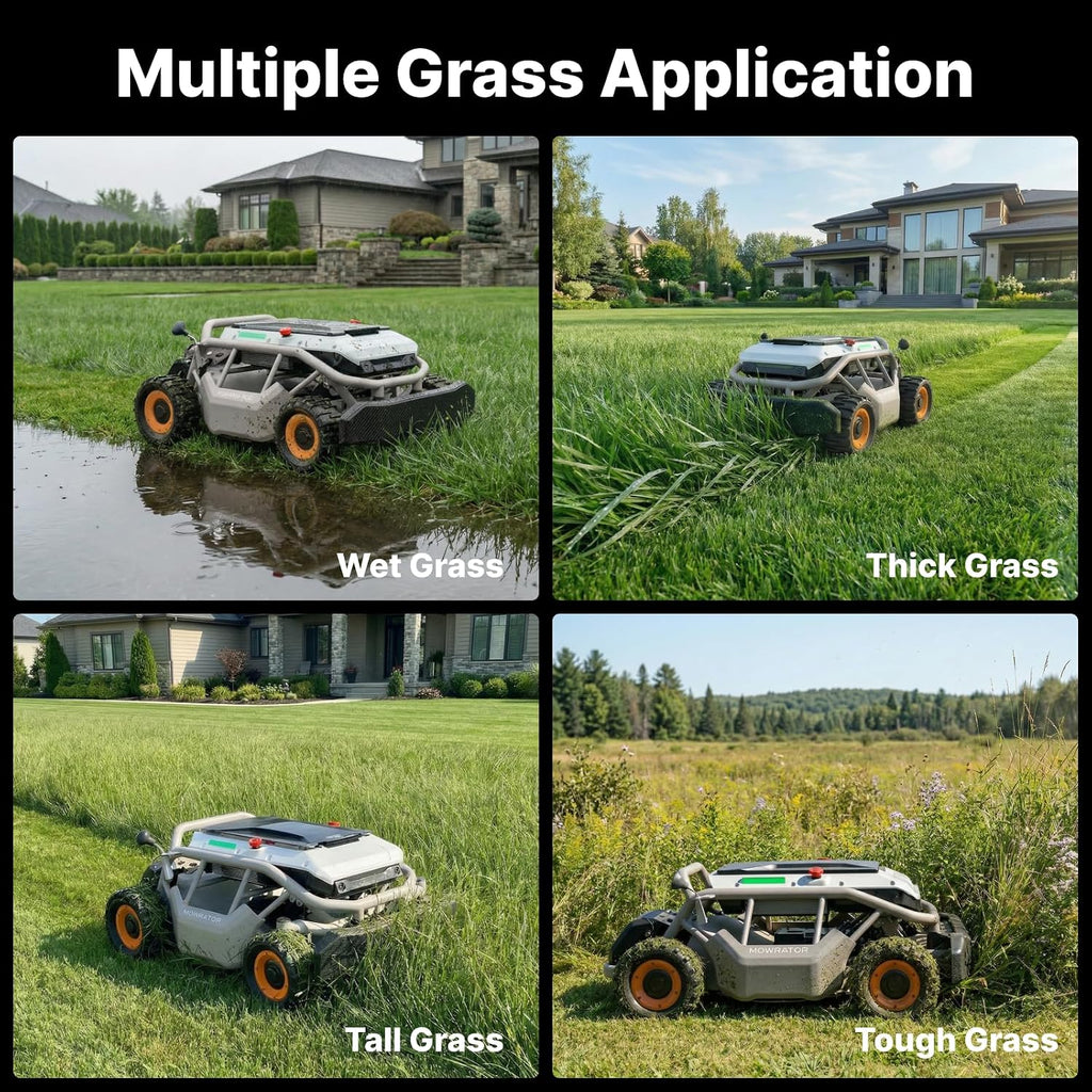 Mowrator S1 4WD 18Ah Remote Control Lawn Mower with Wide Wheels, All-Season Yard Care, 85% (40°) Slope Climbing, with Leaf Shredding Vacuum, 21' Width, 1.5–4.3' Cutting Height, Up to 1.12 Acres